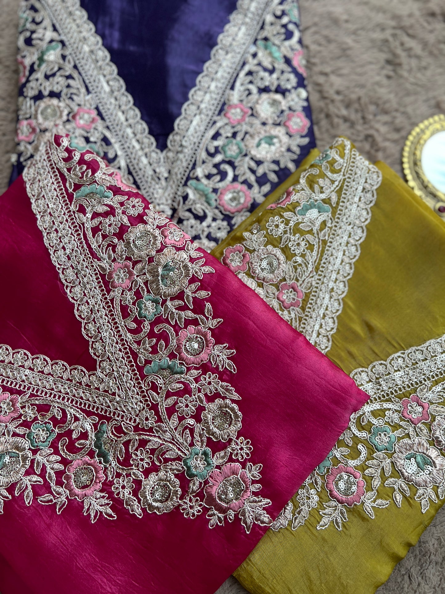Crushed Butter Silk with Exquisite Embroidery