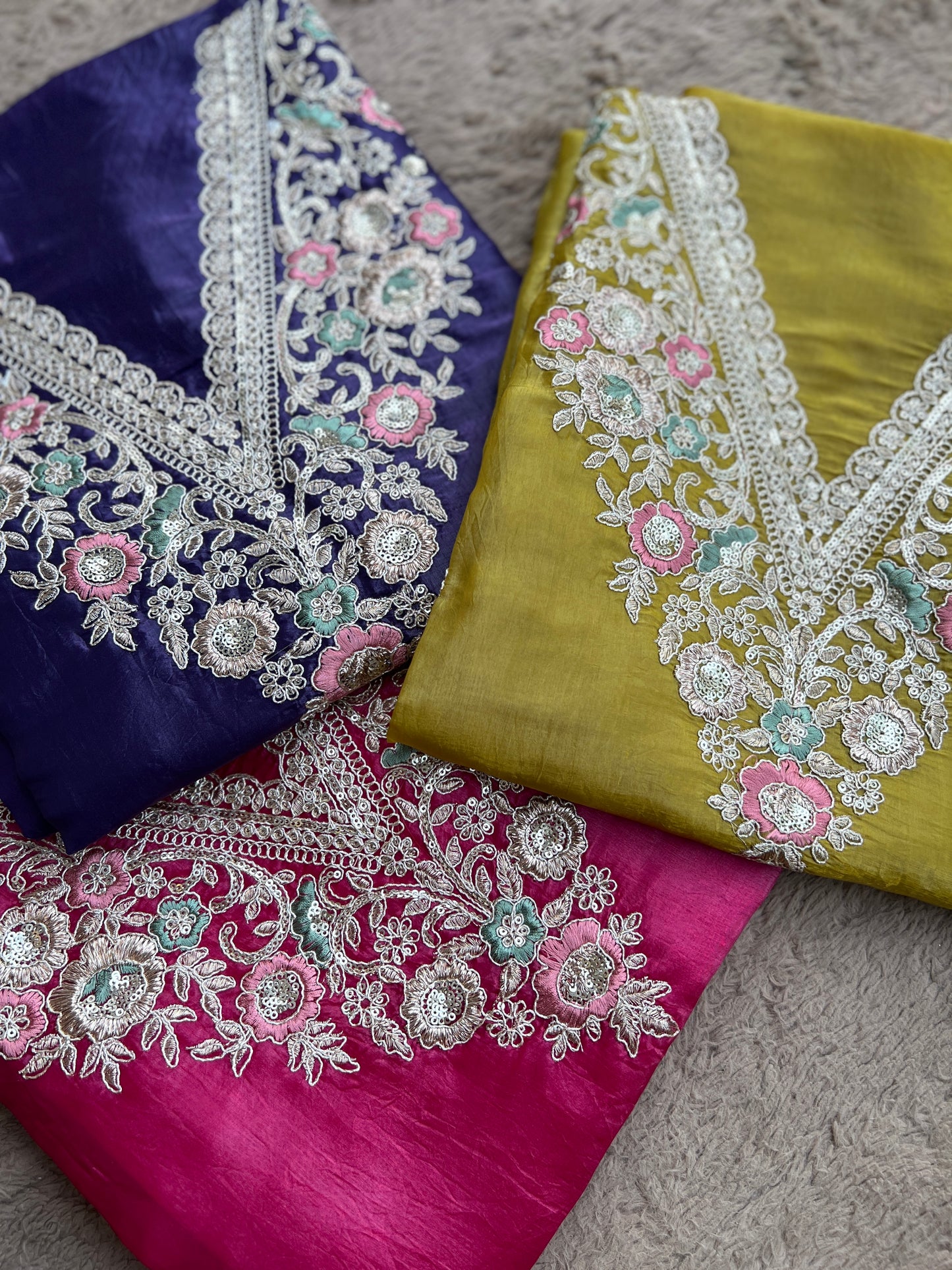 Crushed Butter Silk with Exquisite Embroidery