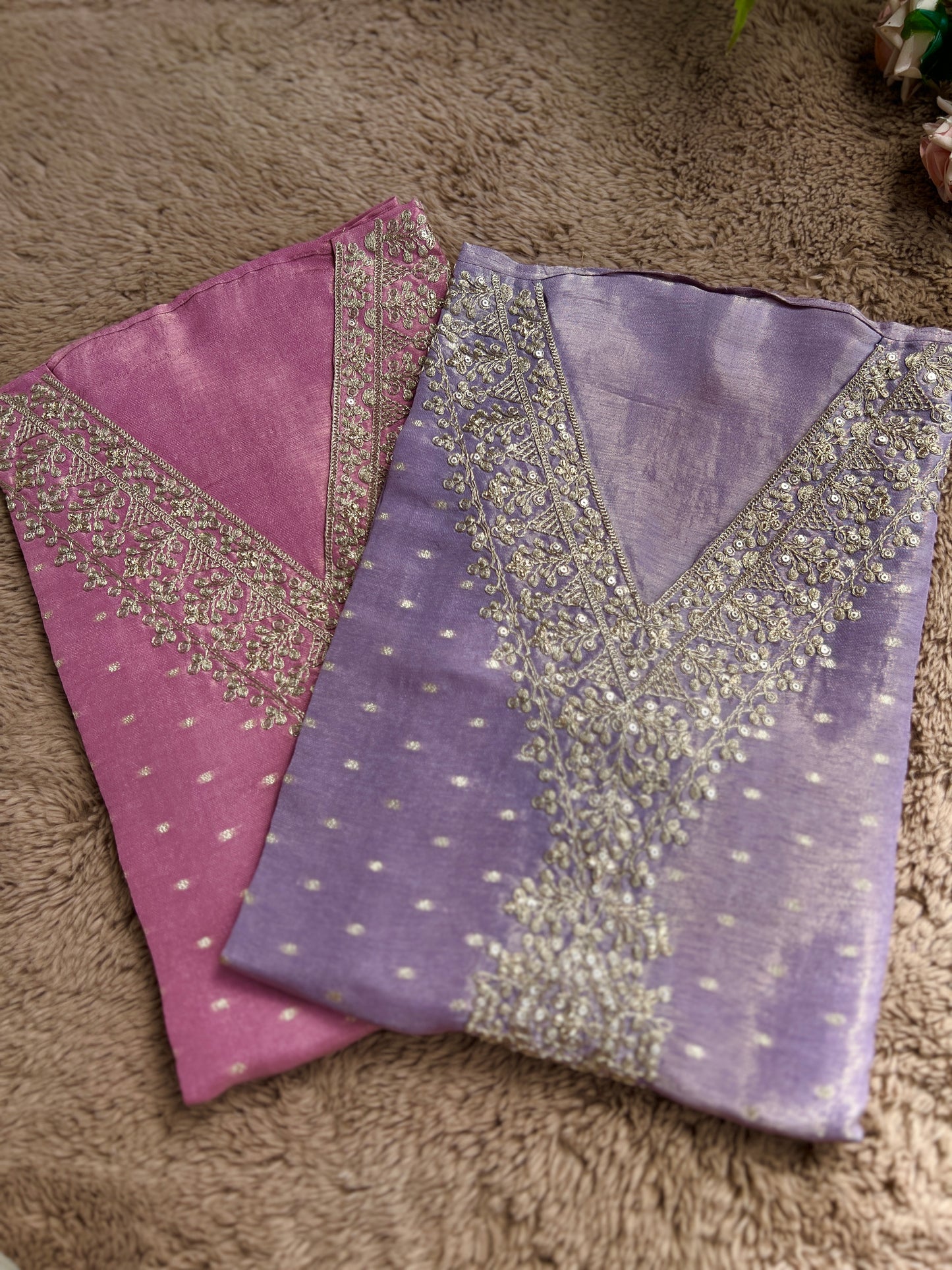Graceful Shimmer Silk Embroidered Suit Set