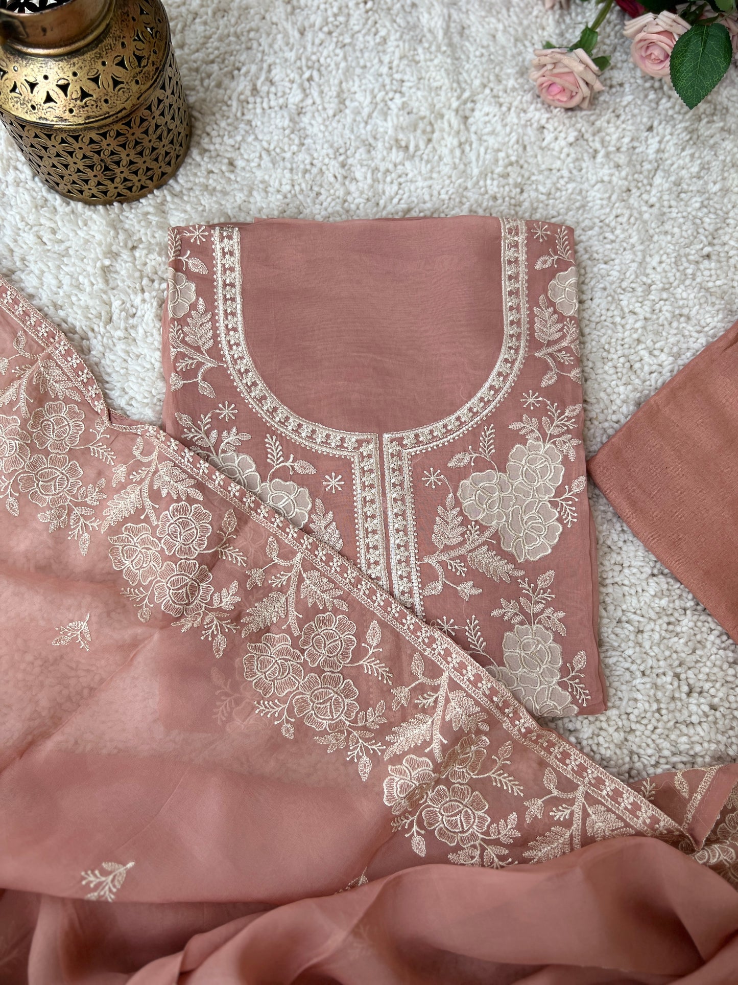 Stunning pastel shades Viscose Organza Salwar Suit
