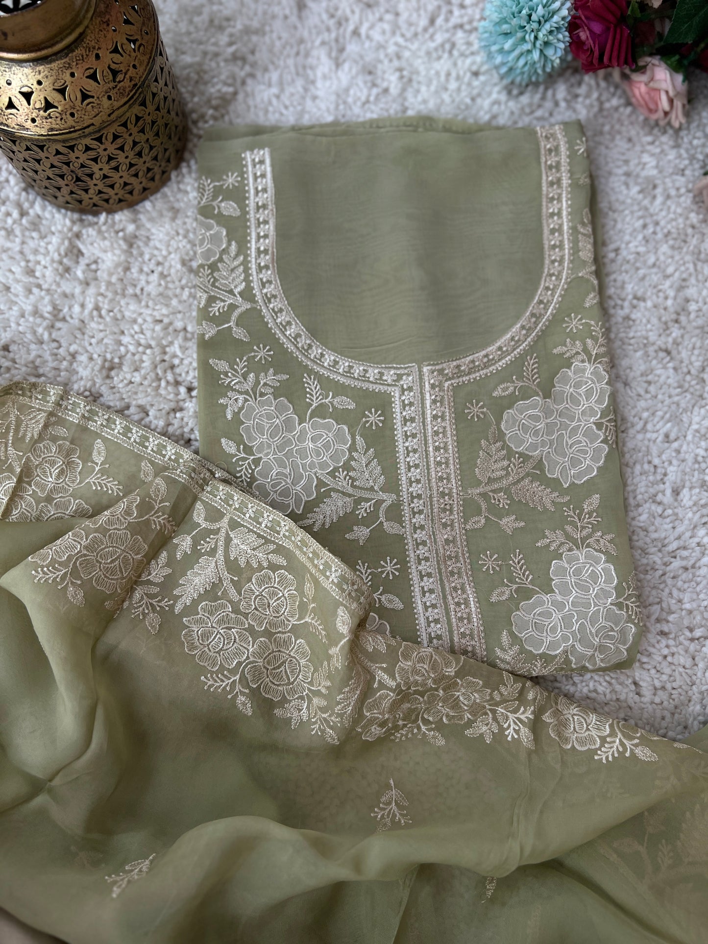 Stunning pastel shades Viscose Organza Salwar Suit