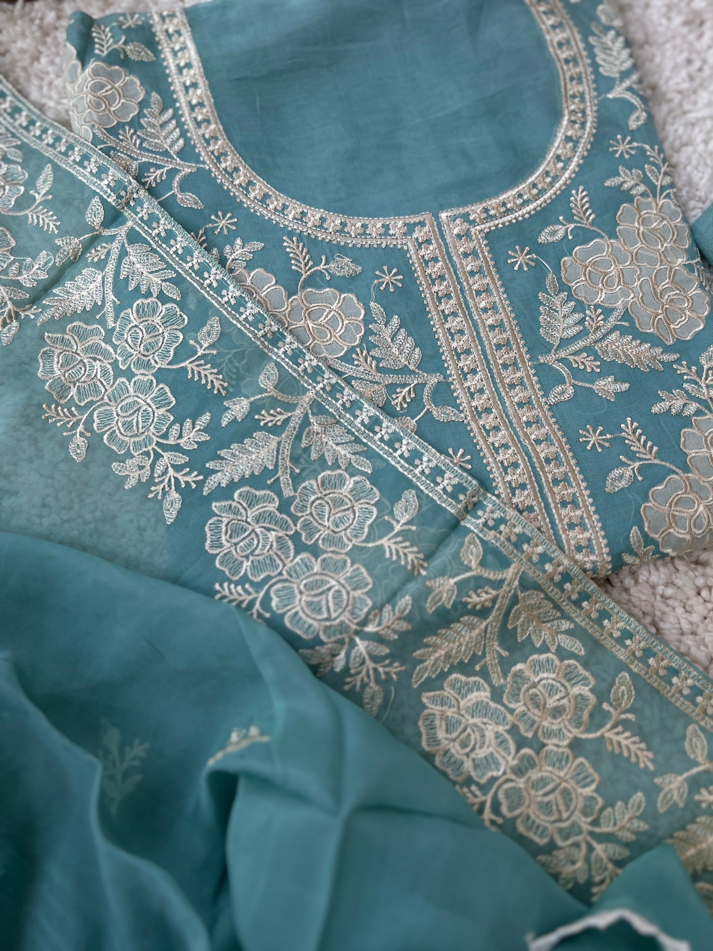 Stunning pastel shades Viscose Organza Salwar Suit