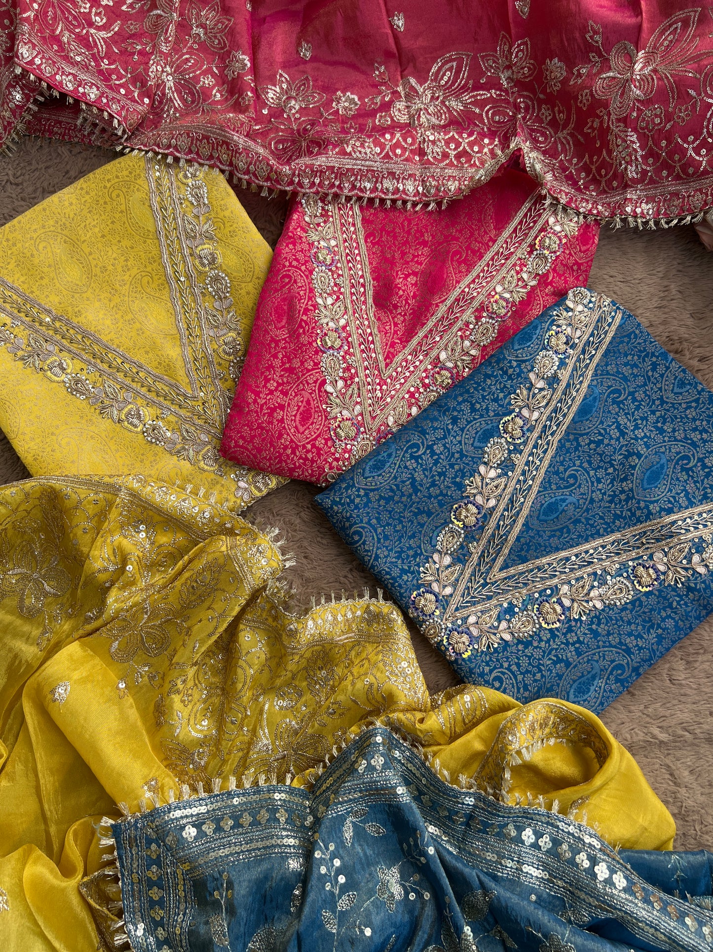 Brocade Banarasi Handwork Suit with Embroidered Dupatta – Timeless Elegance