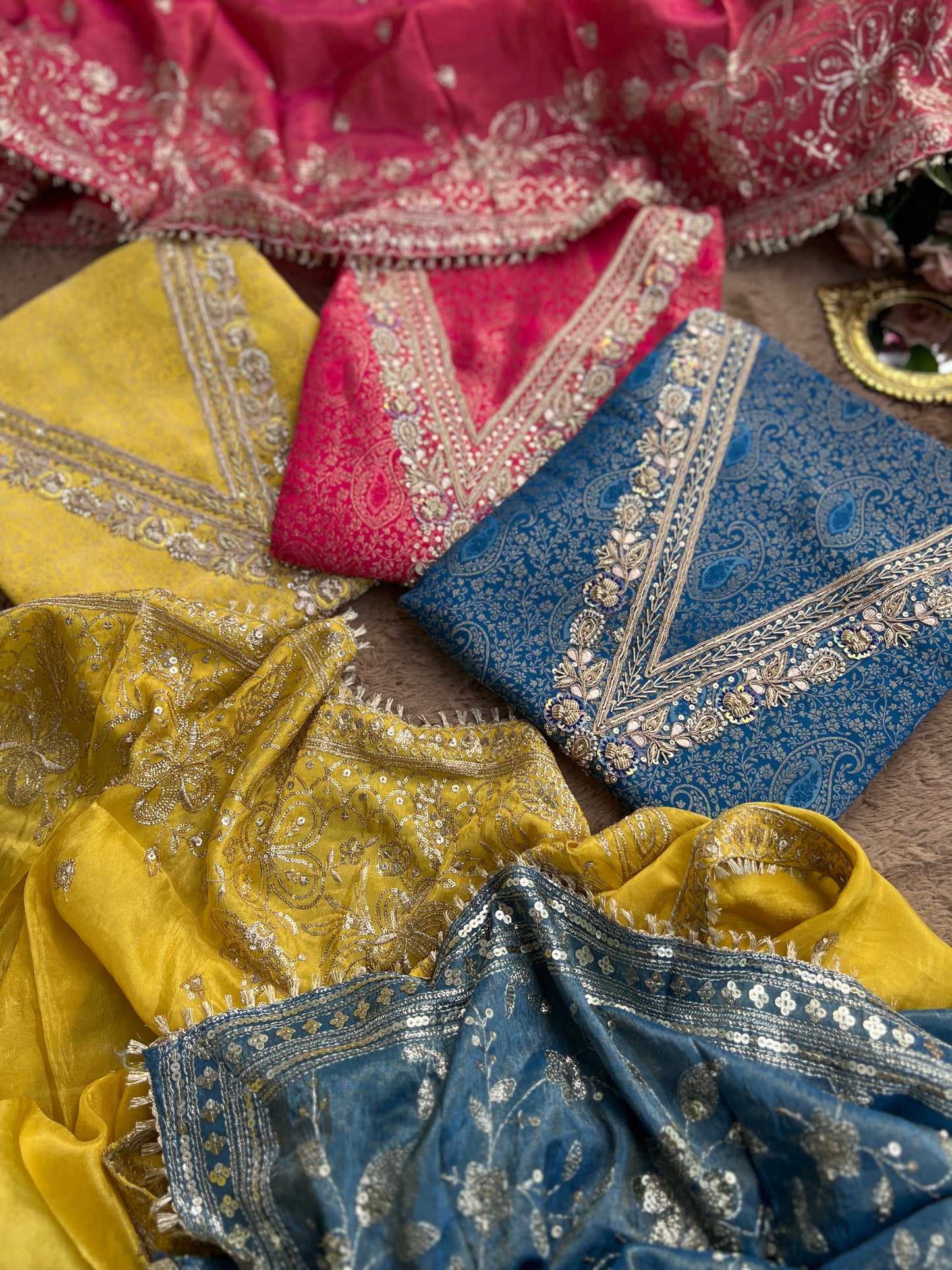Brocade Banarasi Handwork Suit with Embroidered Dupatta – Timeless Elegance