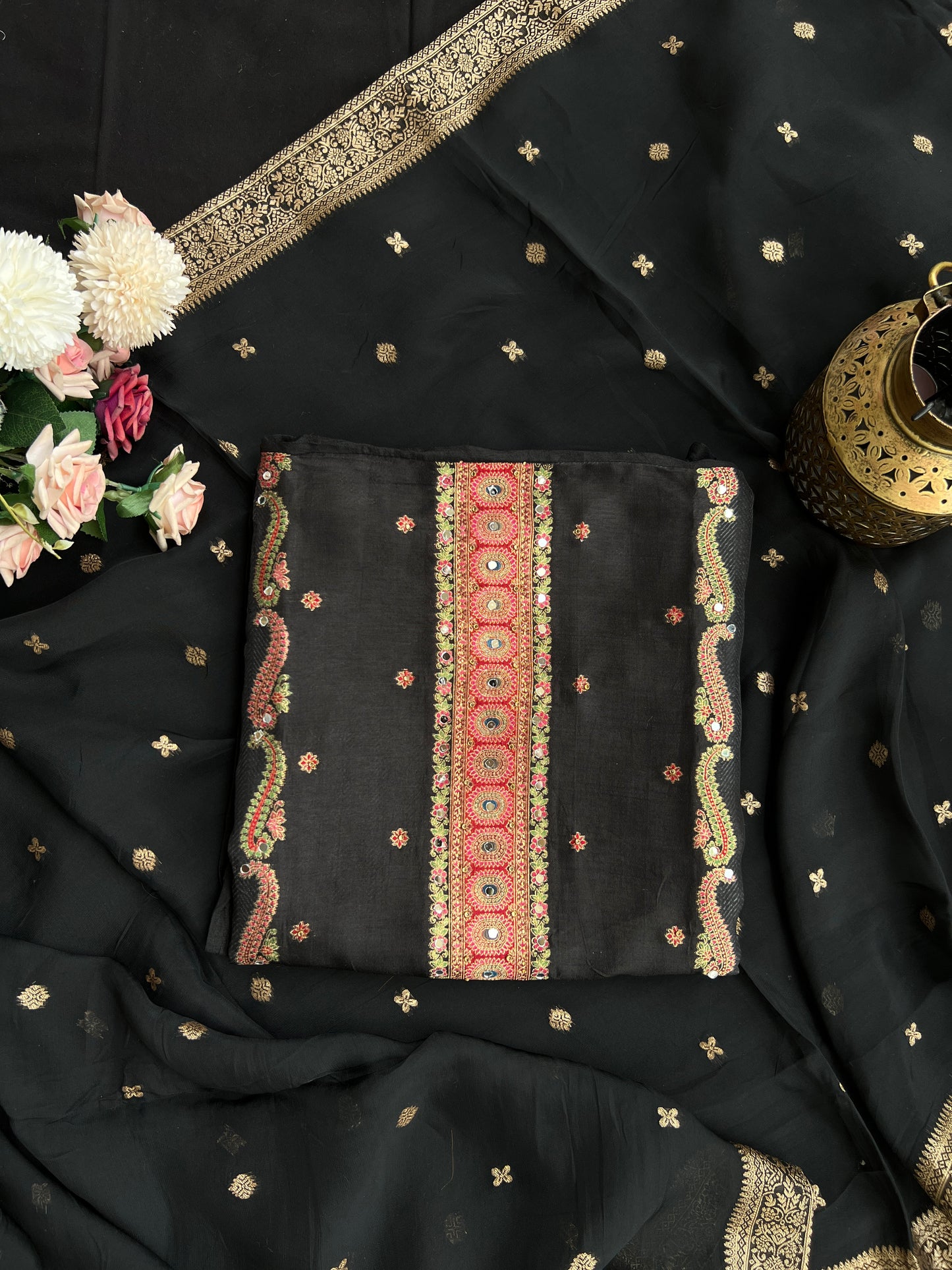 Black Suit With Banarasi Dupatta