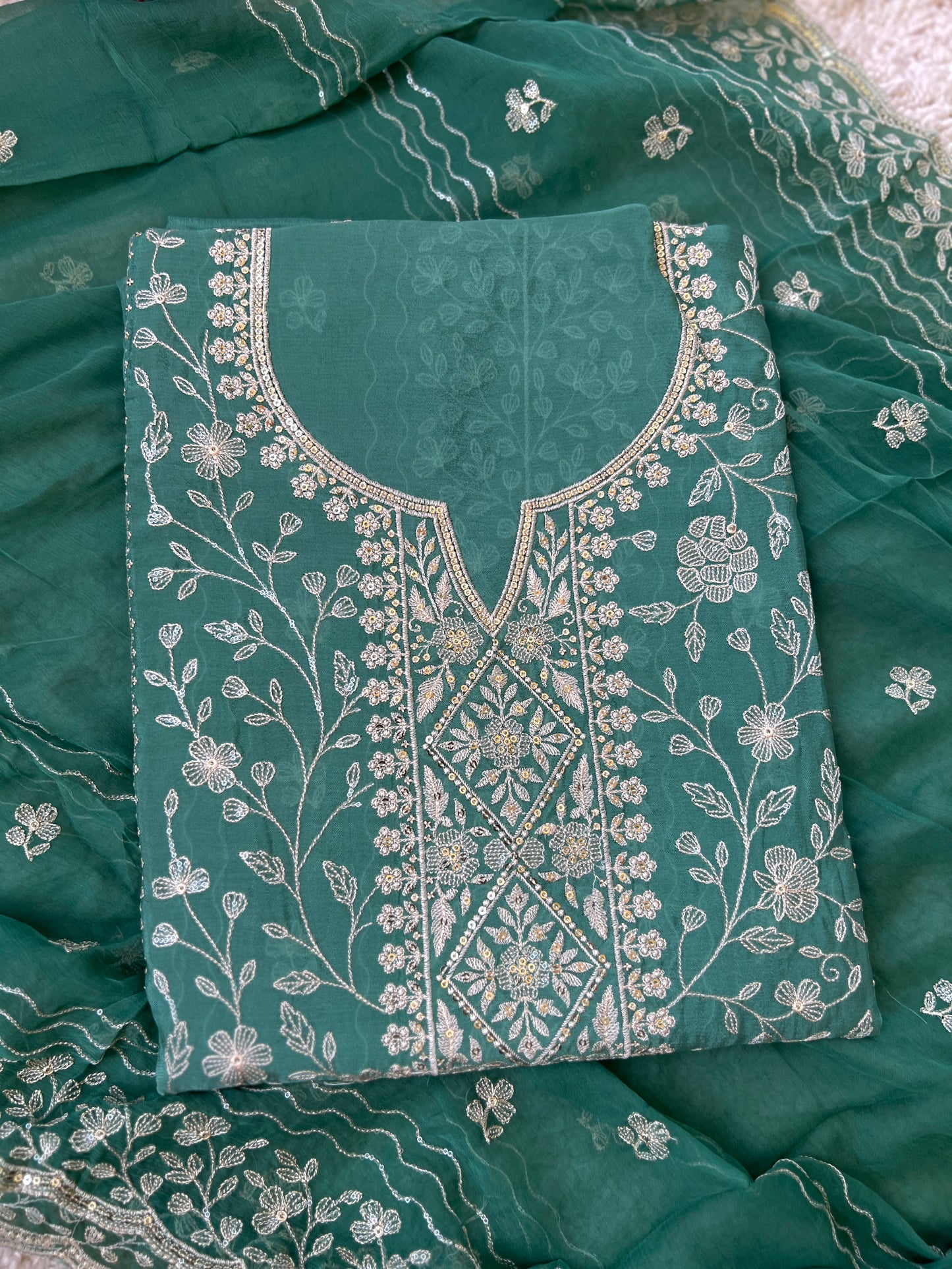 Exquisite Pure Chiffon Chikankari Work Salwar Suit