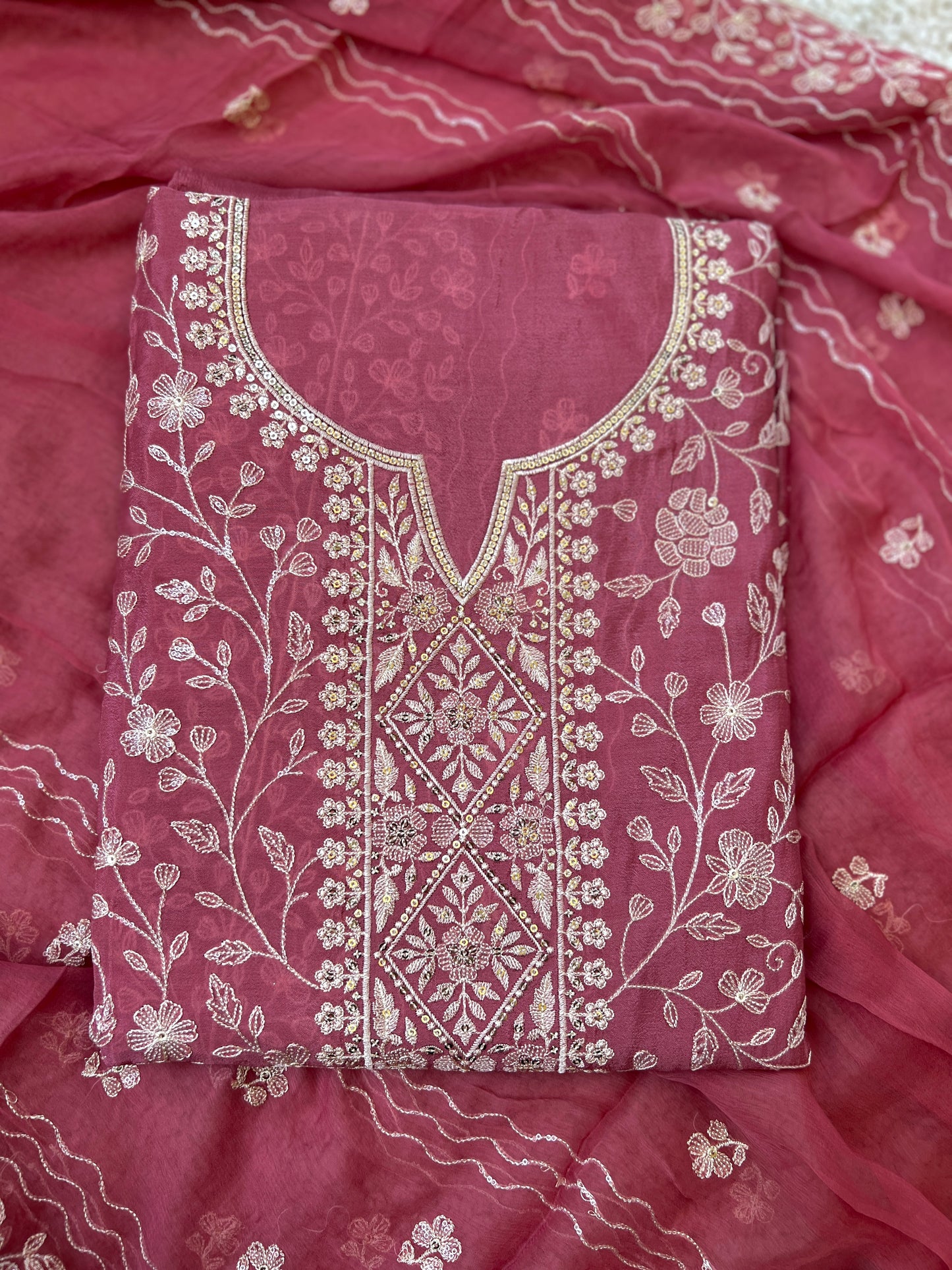 Exquisite Pure Chiffon Chikankari Work Salwar Suit