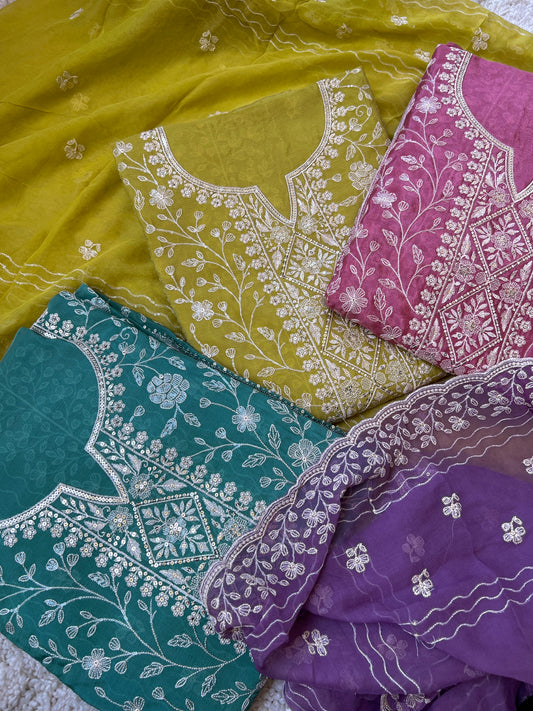 Exquisite Pure Chiffon Chikankari Work Salwar Suit