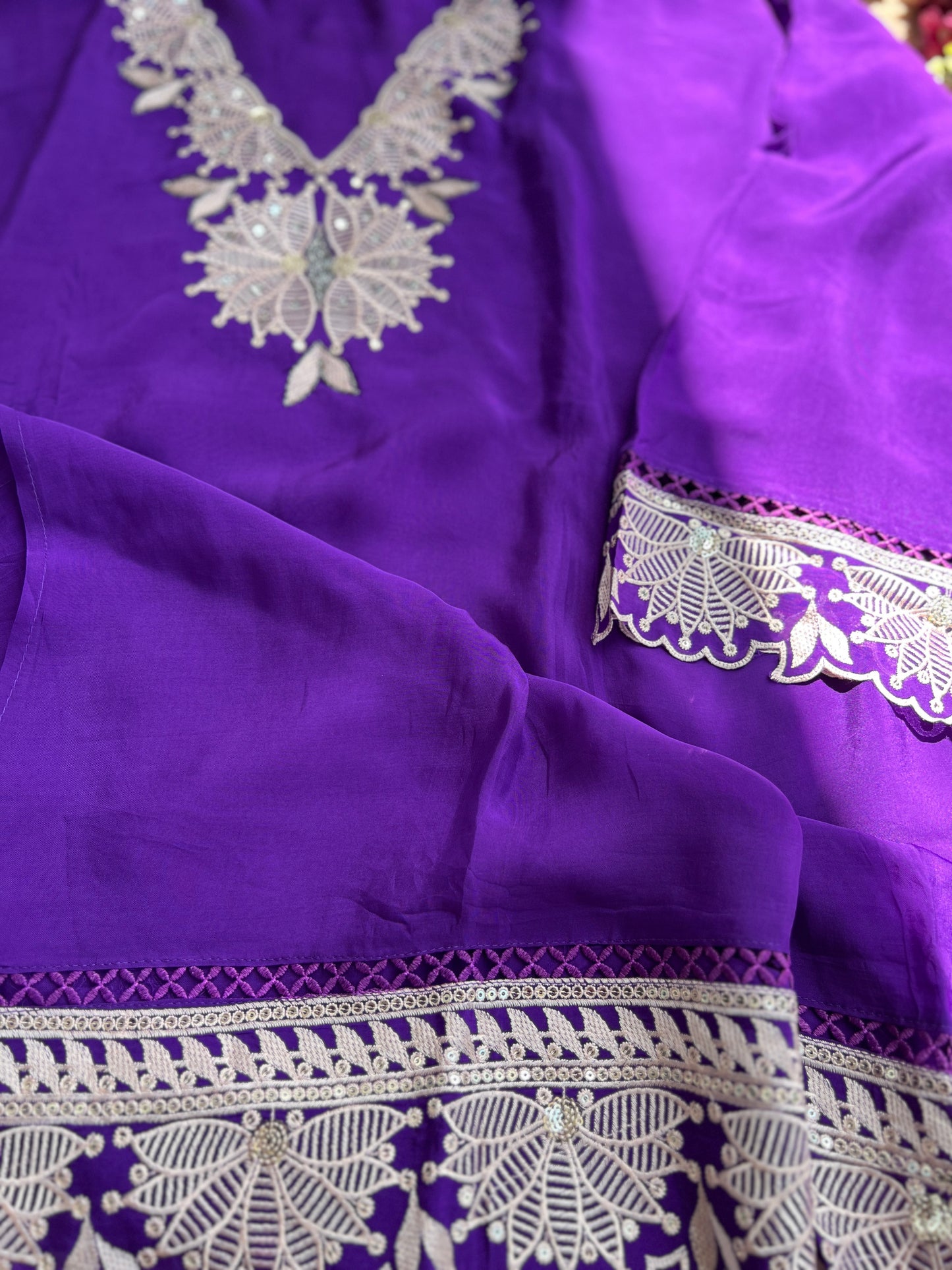 Stunning Embroidered Viscose Georgette Organza Salwar Suit