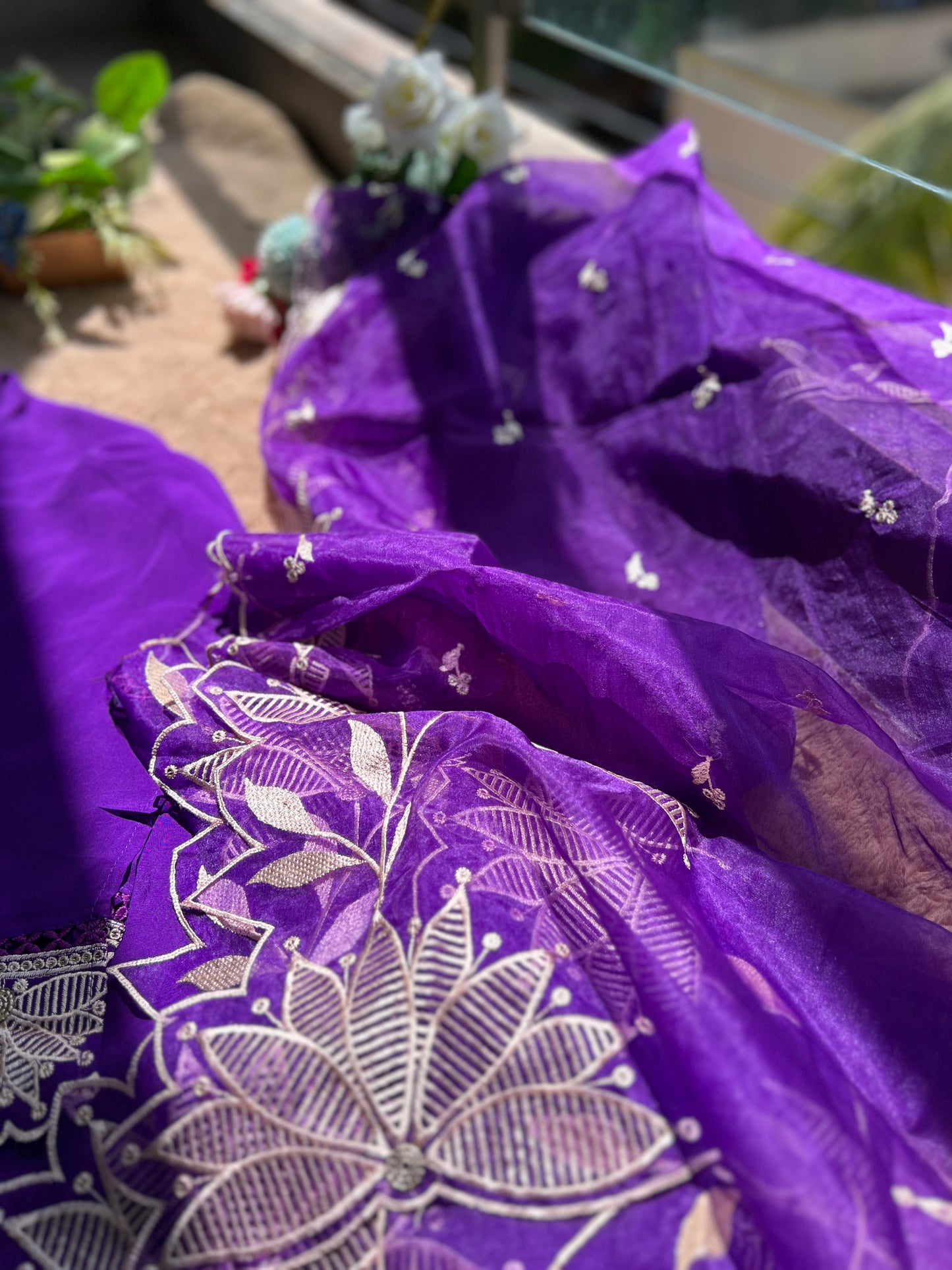 Stunning Embroidered Viscose Georgette Organza Salwar Suit