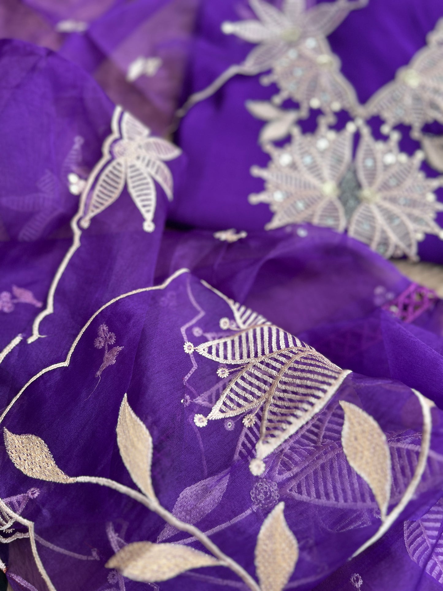 Stunning Embroidered Viscose Georgette Organza Salwar Suit