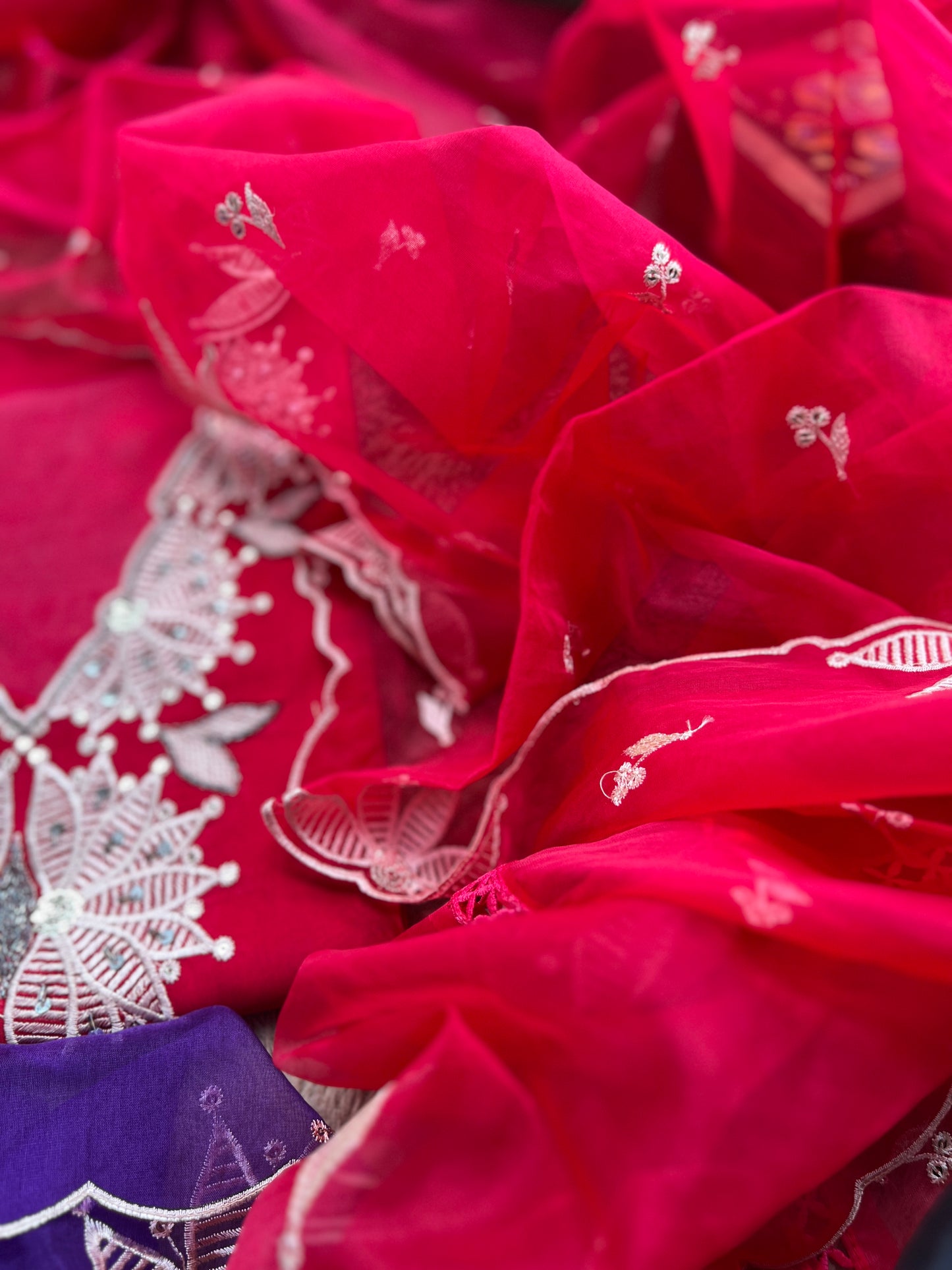 Stunning Embroidered Viscose Georgette Organza Salwar Suit