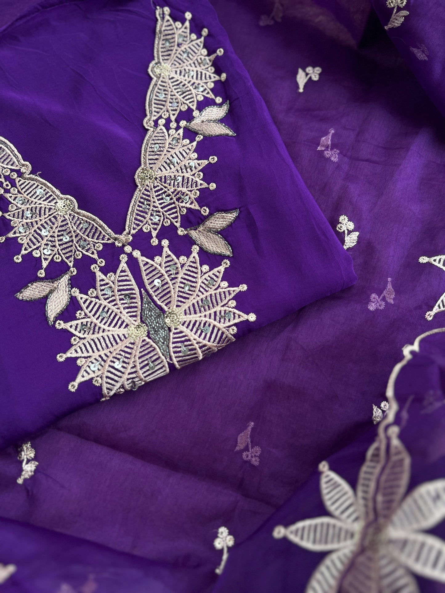 Stunning Embroidered Viscose Georgette Organza Salwar Suit