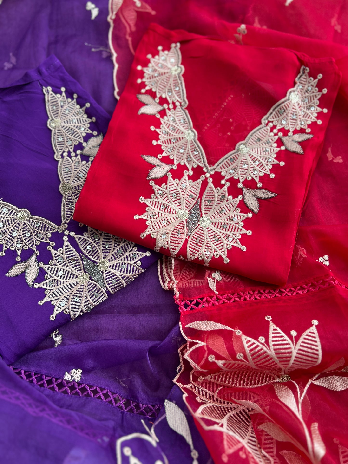 Stunning Embroidered Viscose Georgette Organza Salwar Suit
