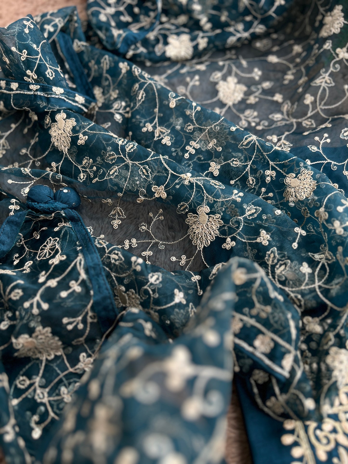 Teal Russian Silk Gota Pita Salwar Suit