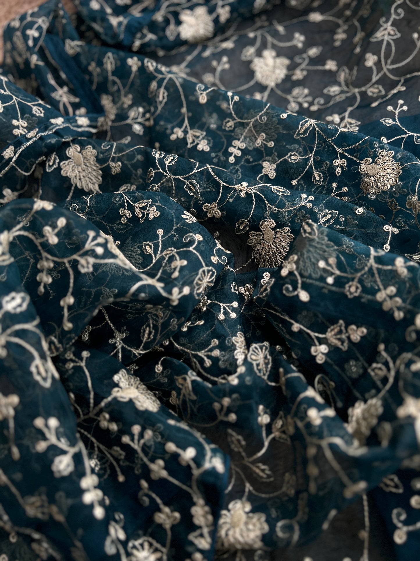 Teal Russian Silk Gota Pita Salwar Suit