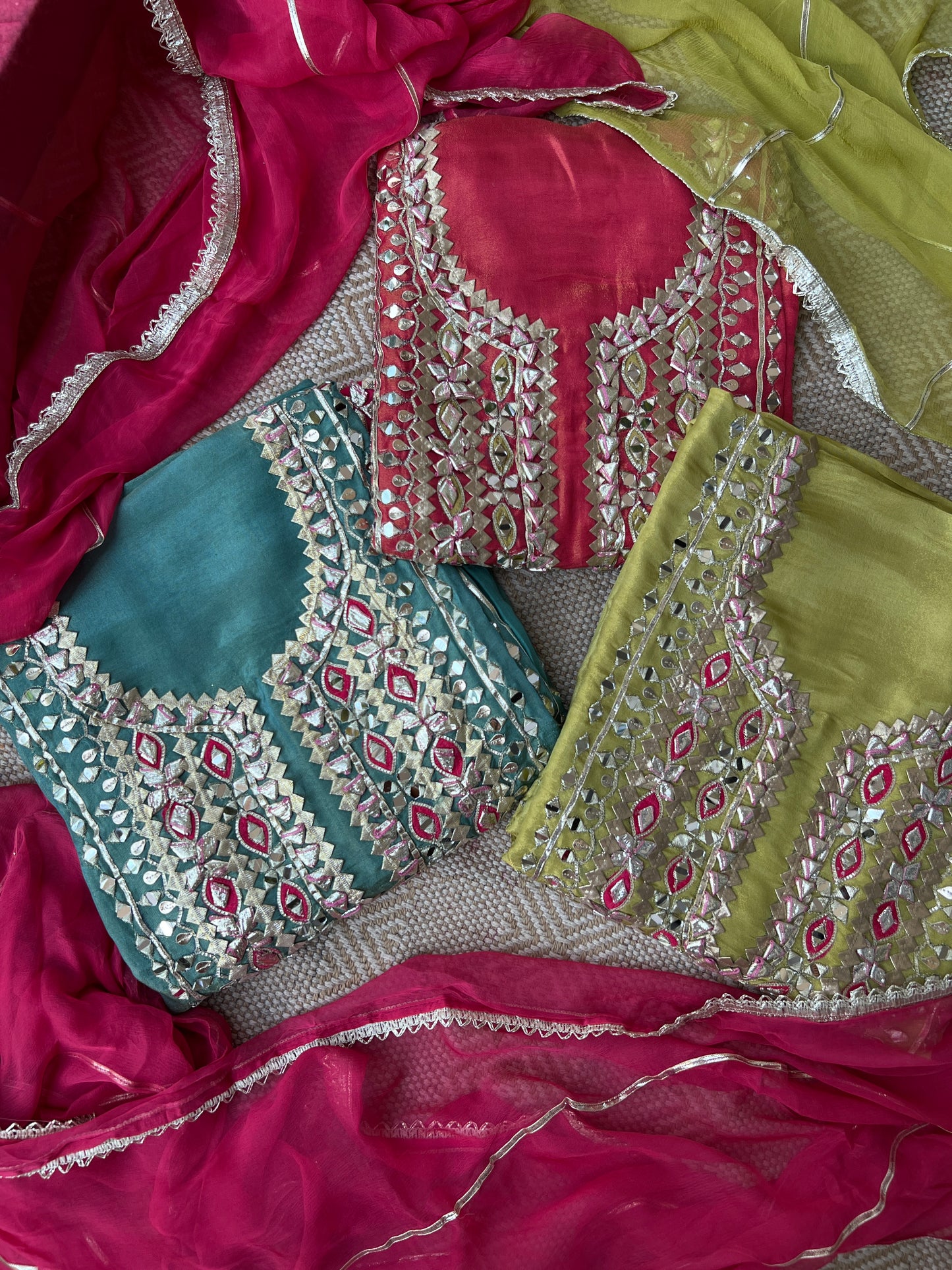 Radiant Shimmer Silk Suit with Gotapatti Elegance