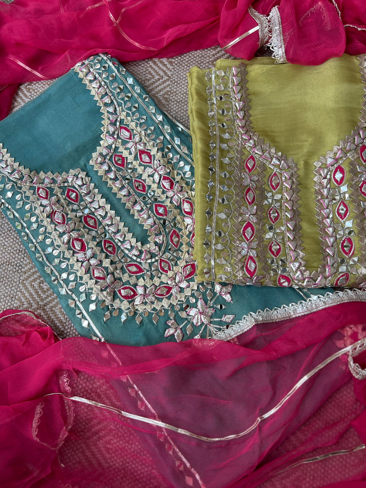 Radiant Shimmer Silk Suit with Gotapatti Elegance