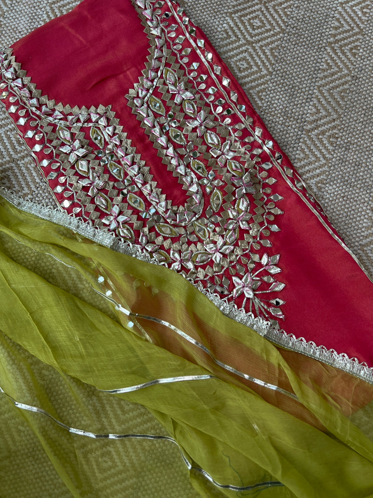 Radiant Shimmer Silk Suit with Gotapatti Elegance