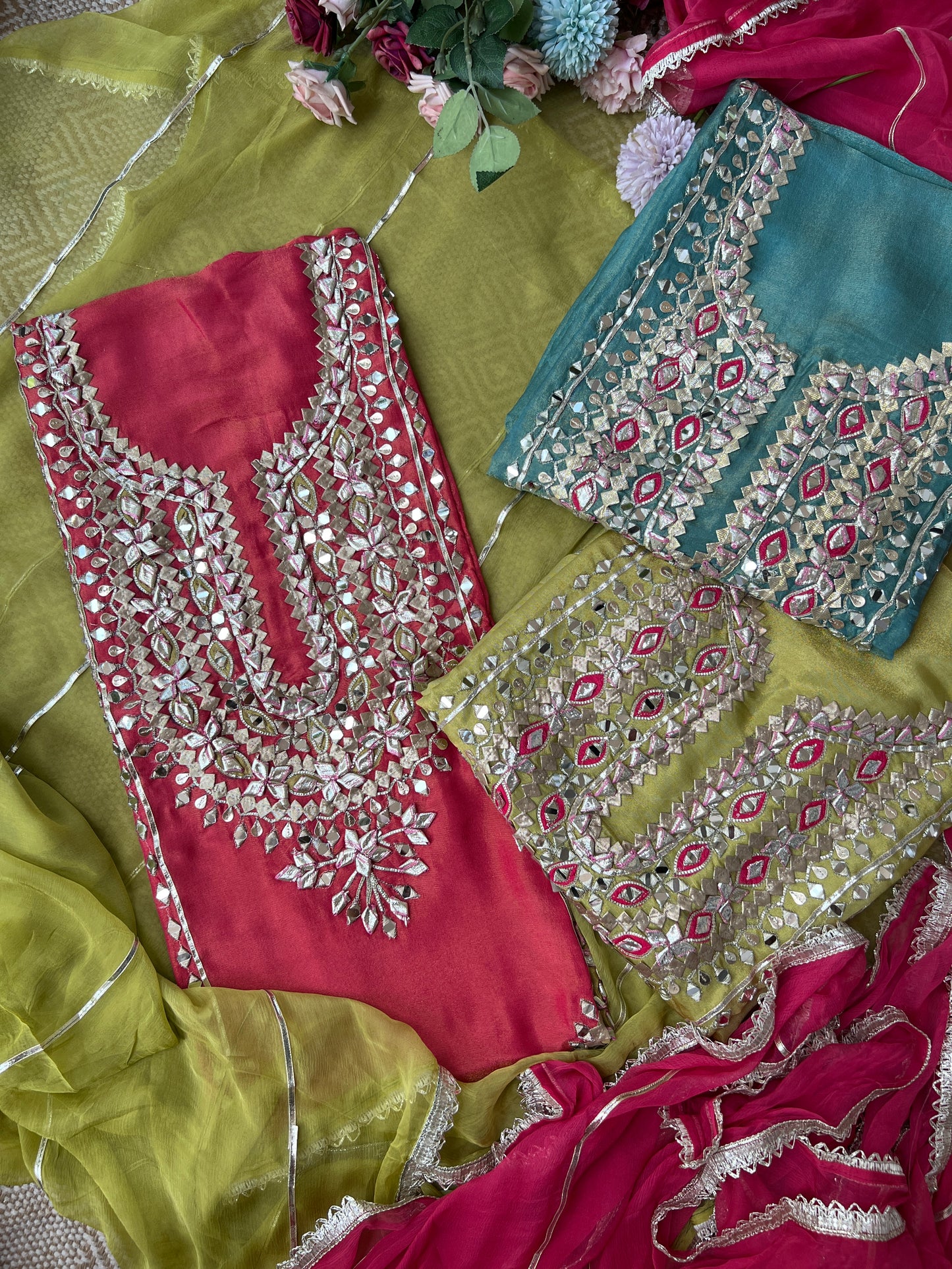 Radiant Shimmer Silk Suit with Gotapatti Elegance