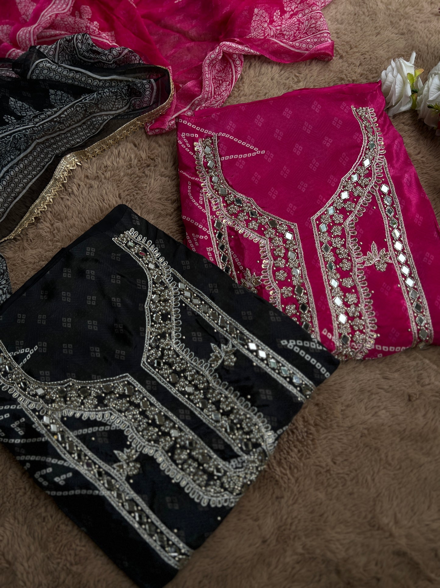 Vibrant Crepe Top with Bandhej Print Elegance