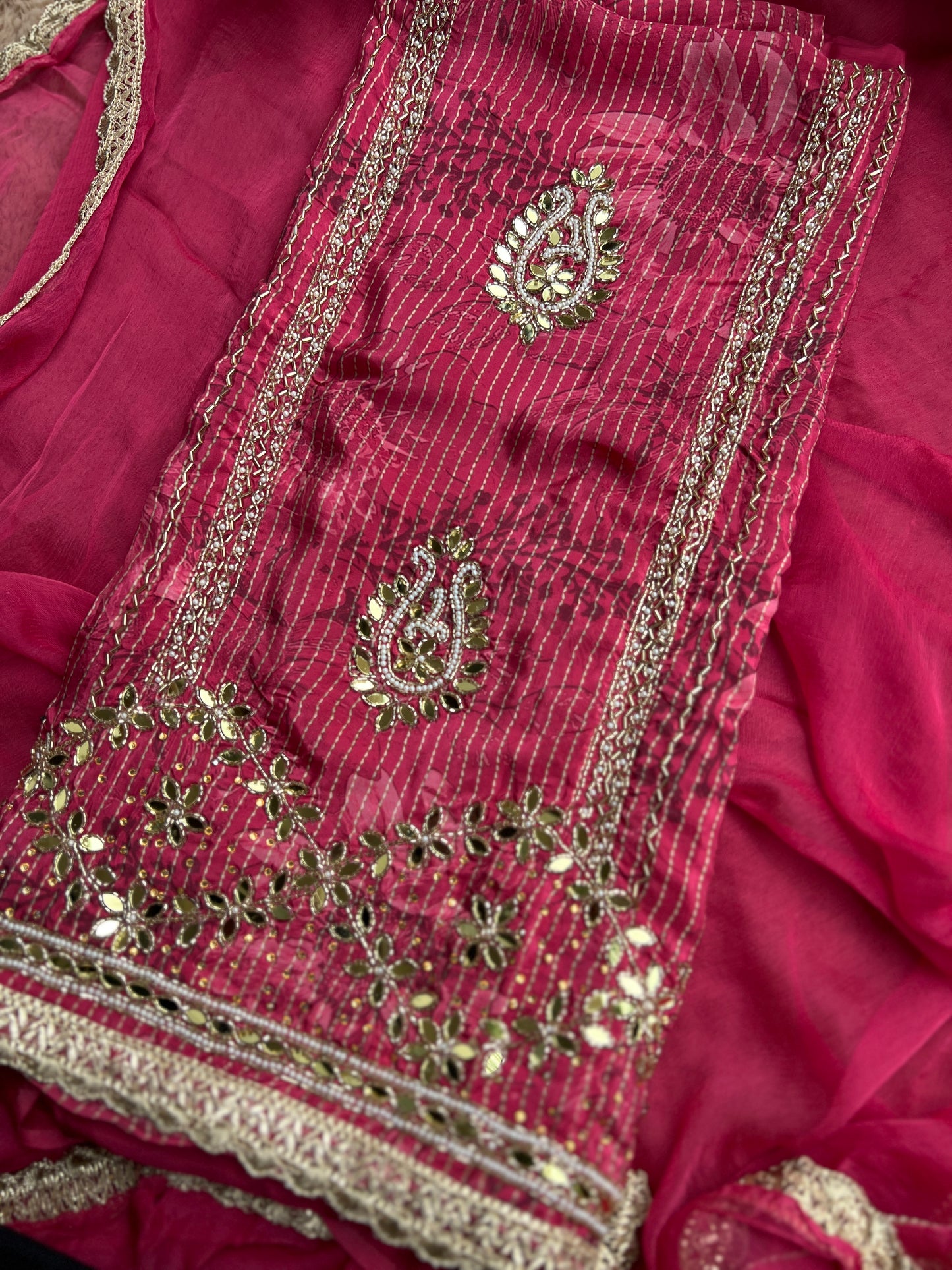 Radiant Magenta Silk with Exquisite Mirror Work