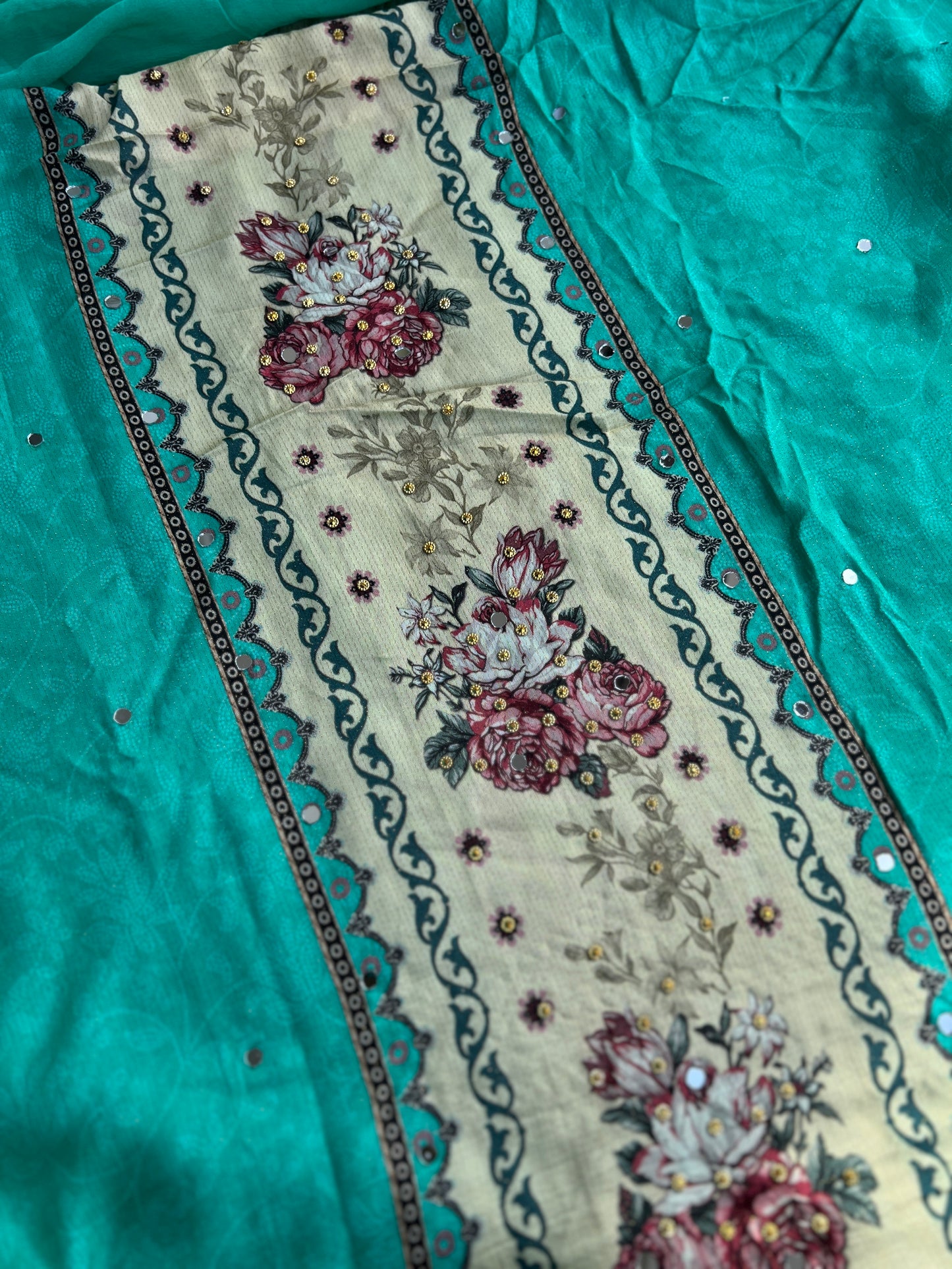 Shimmer Maslin Mirror work salwar suits