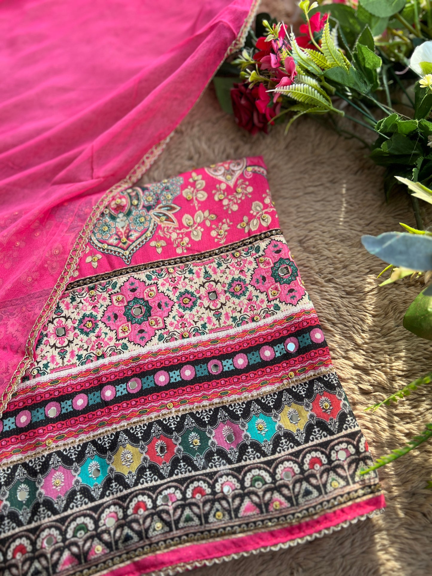 Pink shimmer Maslin Salwar Suits