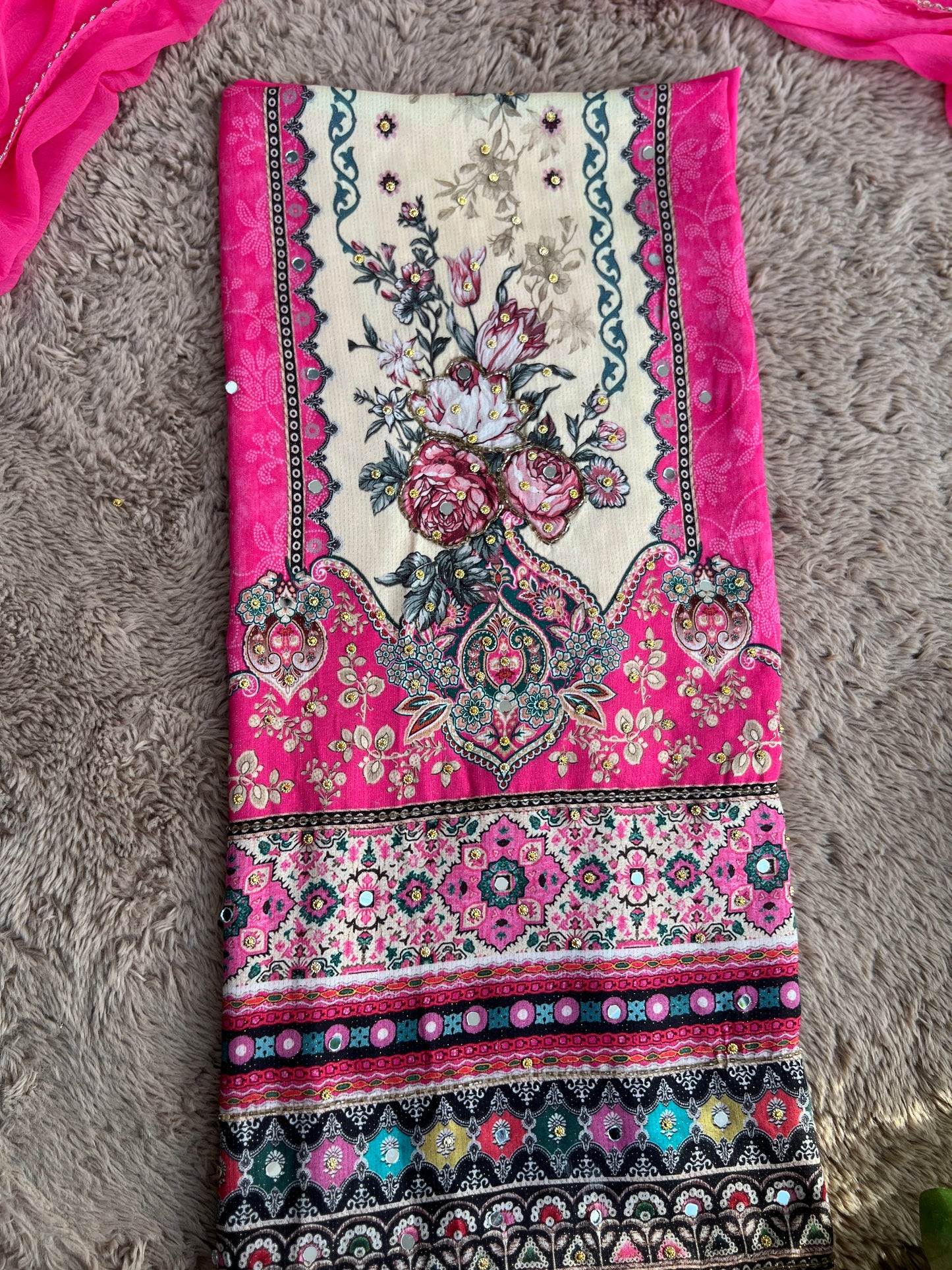 Pink shimmer Maslin Salwar Suits