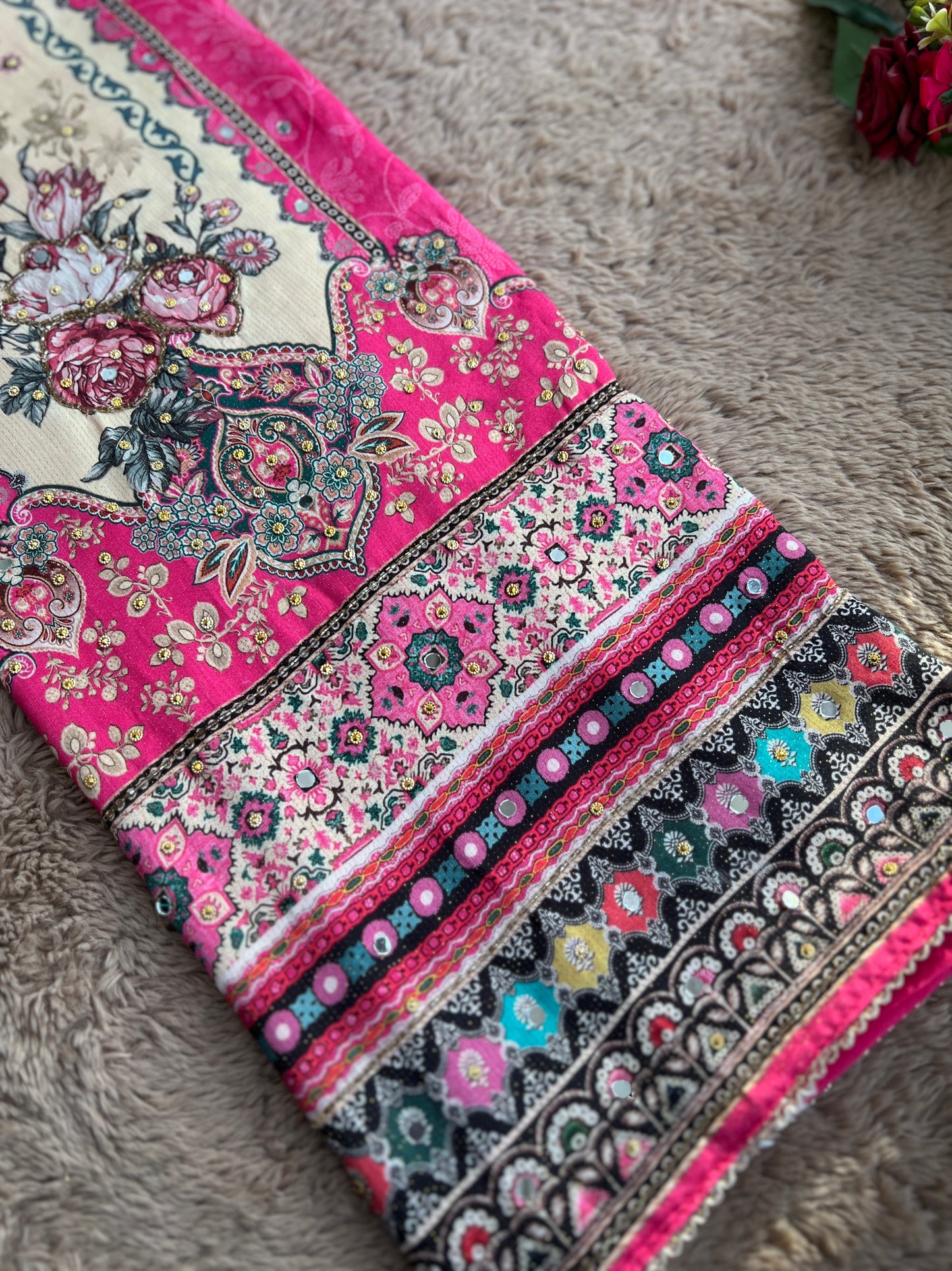 Pink shimmer Maslin Salwar Suits