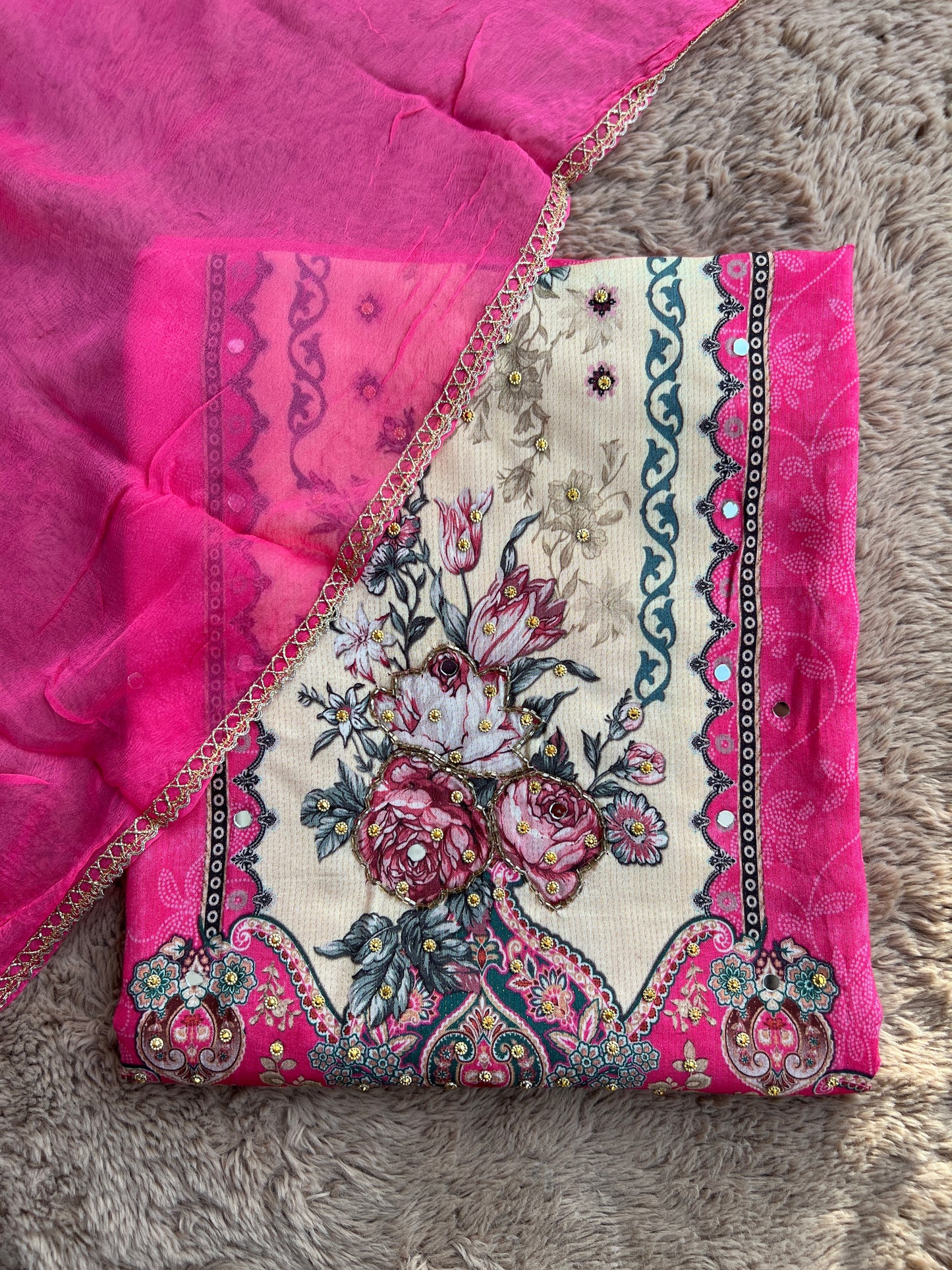 Pink shimmer Maslin Salwar Suits