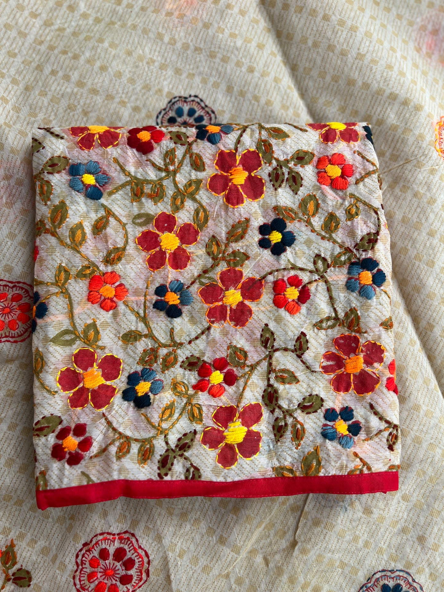 Floral Grace – Hand-Embroidered Chanderi Phulkari suit