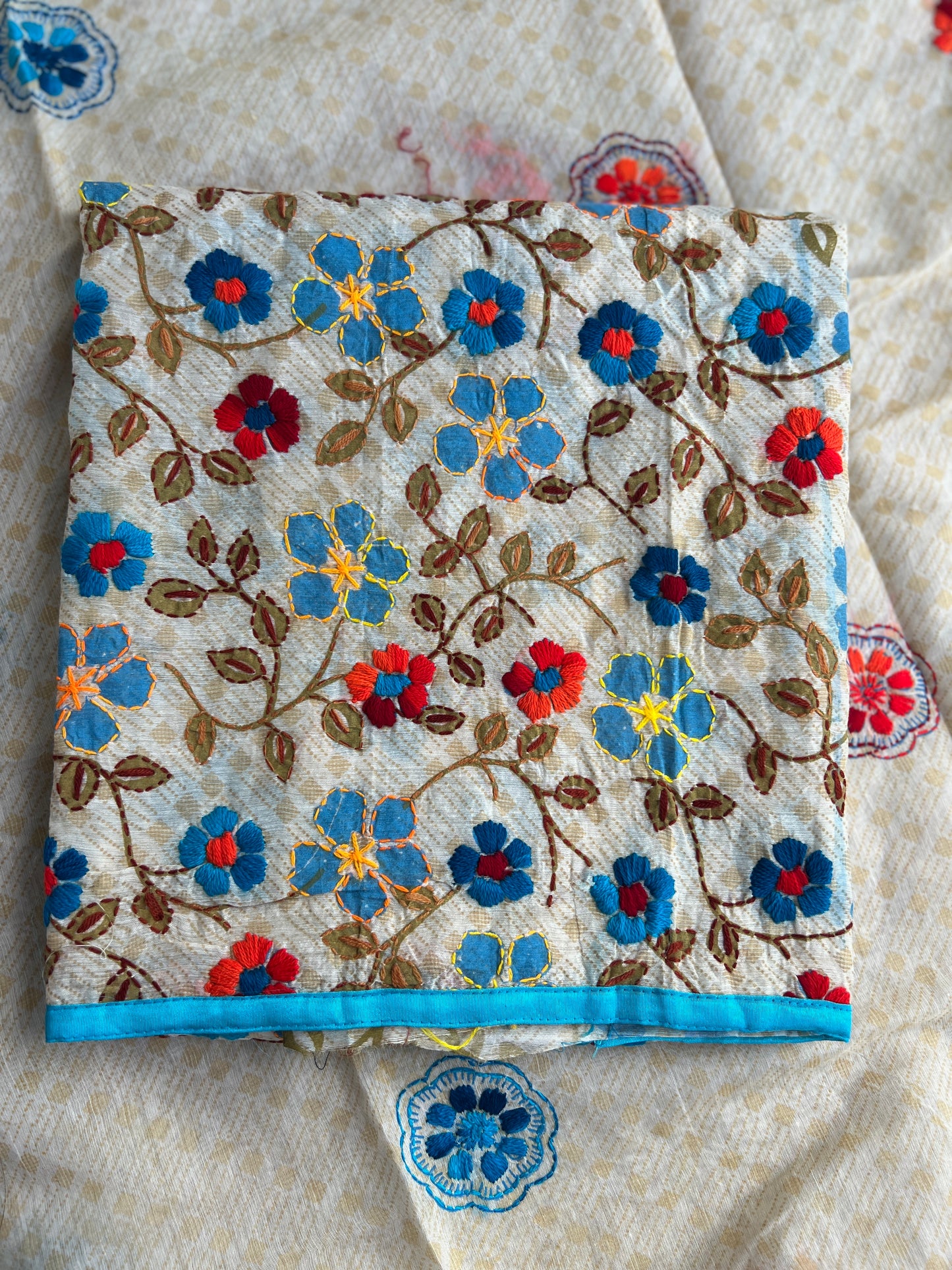 Floral Grace – Hand-Embroidered Chanderi Phulkari suit