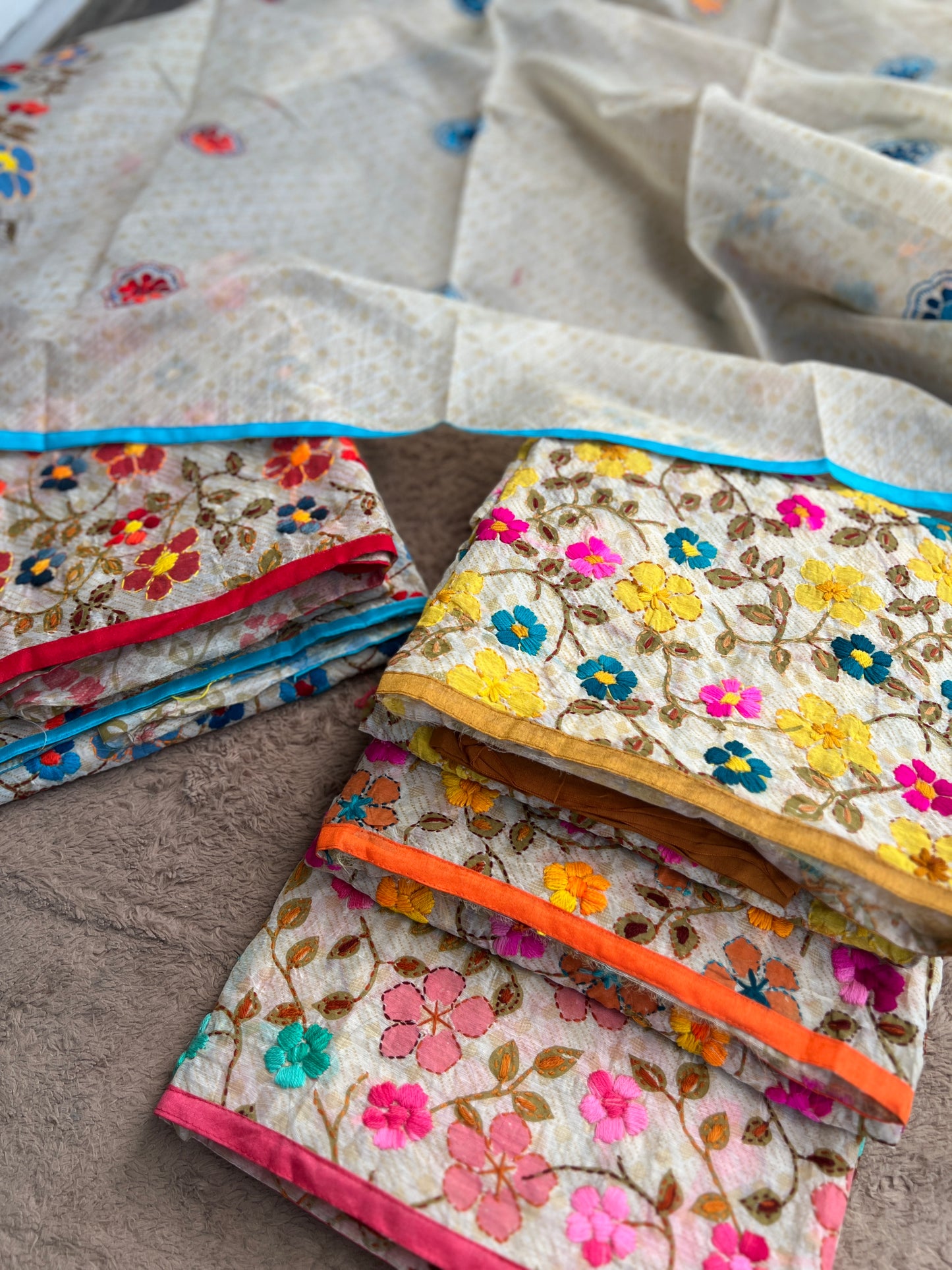 Floral Grace – Hand-Embroidered Chanderi Phulkari suit