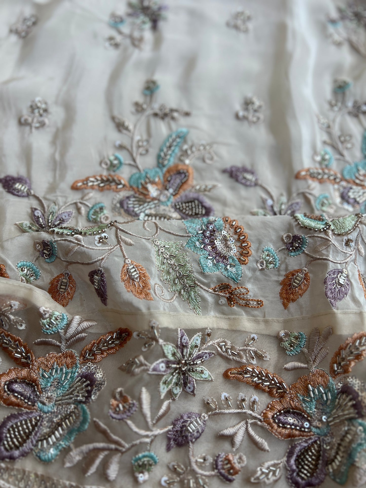 Russia Silk Ensemble with Intricate Embroidery