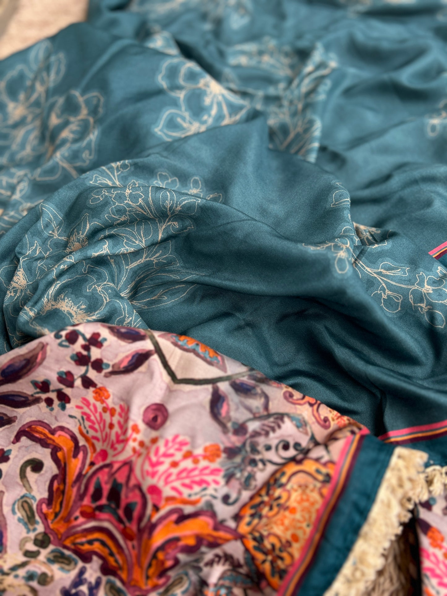 Stylish Printed Maslin Salwar Suit with Sea Shell Detailing