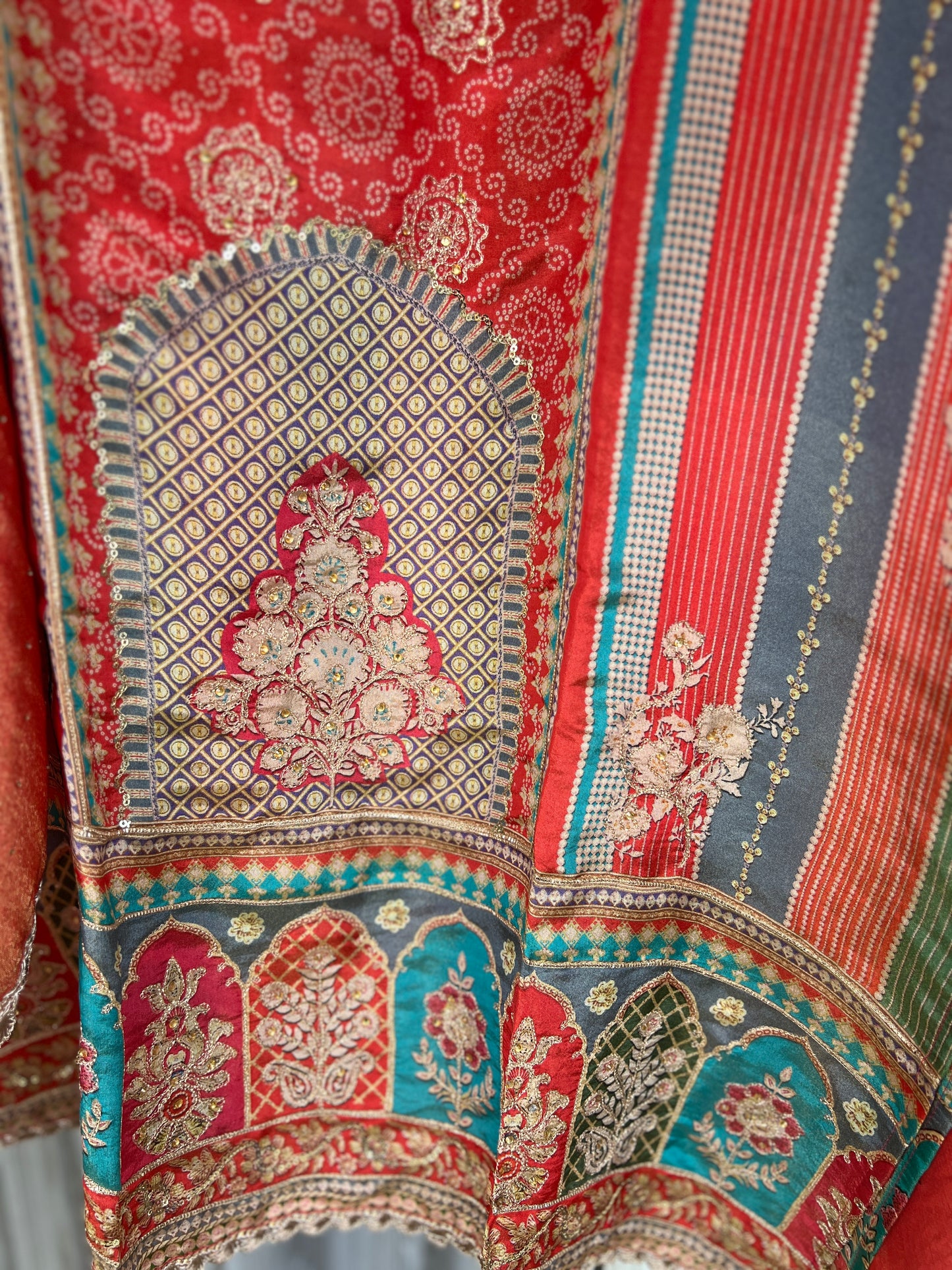 Timeless Rust Shimmer Silk Embroidered Suit for Festive Glam