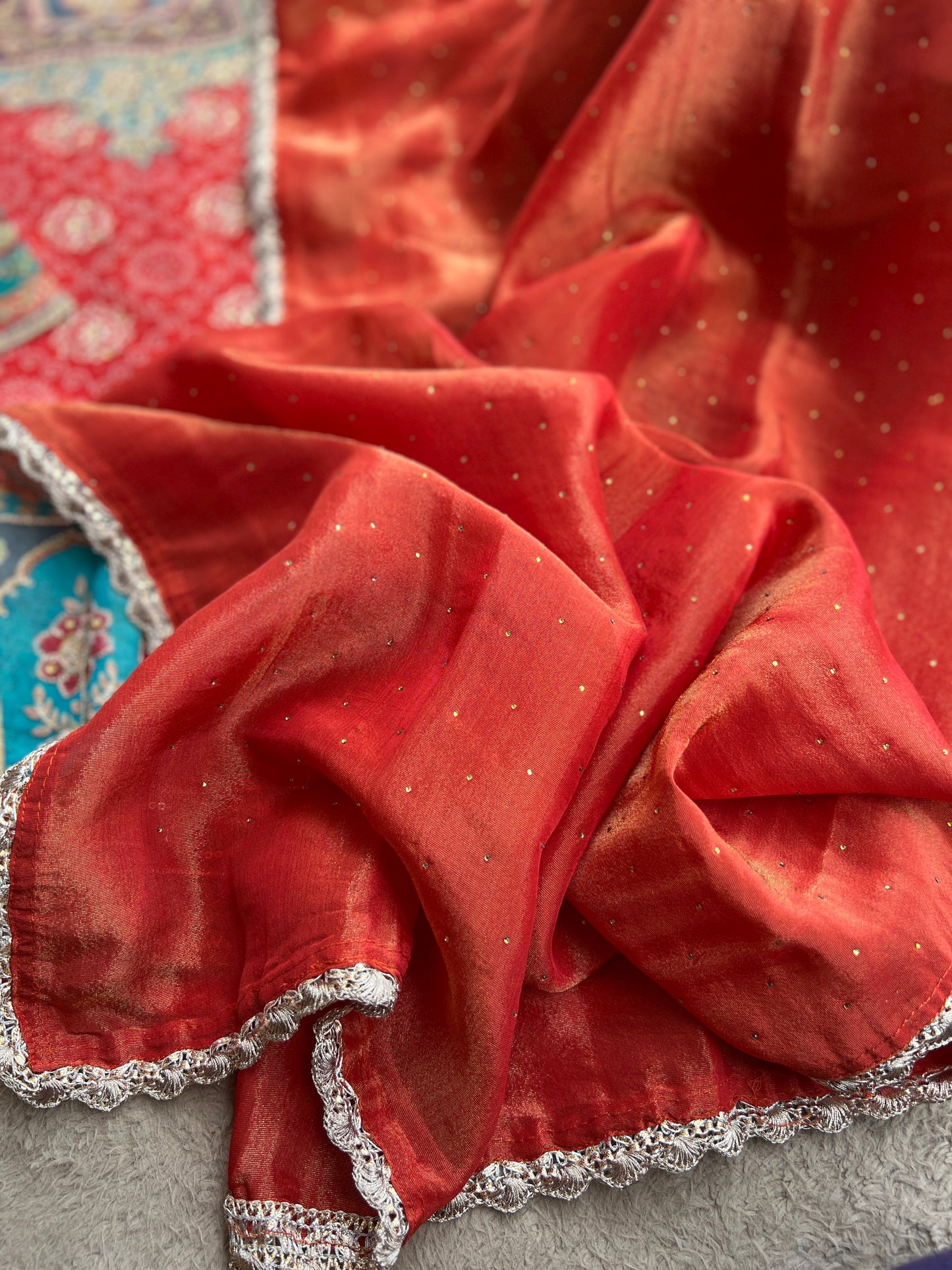Timeless Rust Shimmer Silk Embroidered Suit for Festive Glam