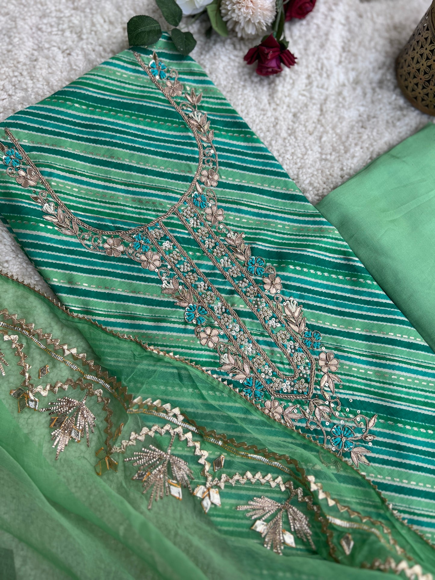Mint mirage Handwork Laheriya