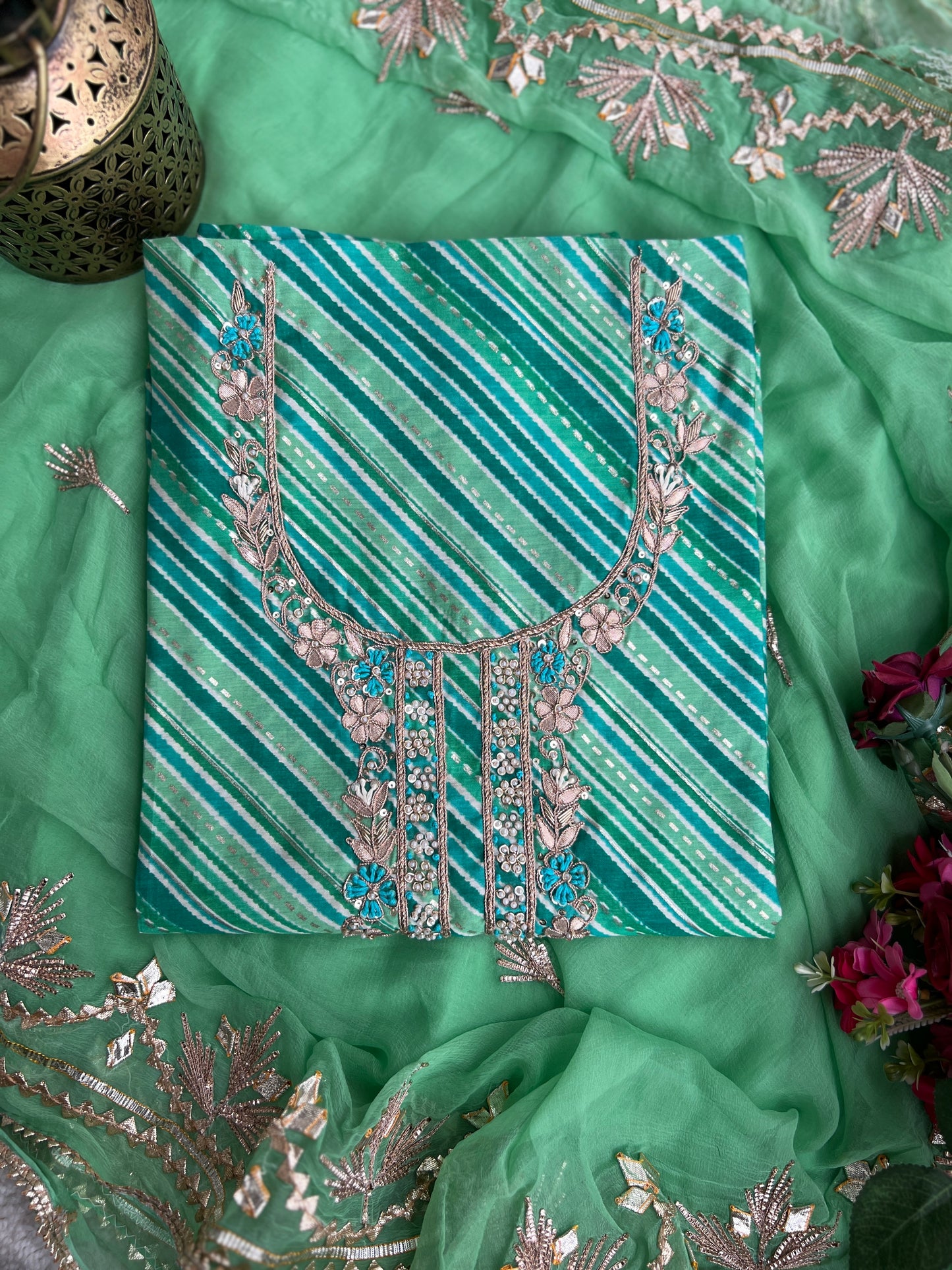 Mint mirage Handwork Laheriya