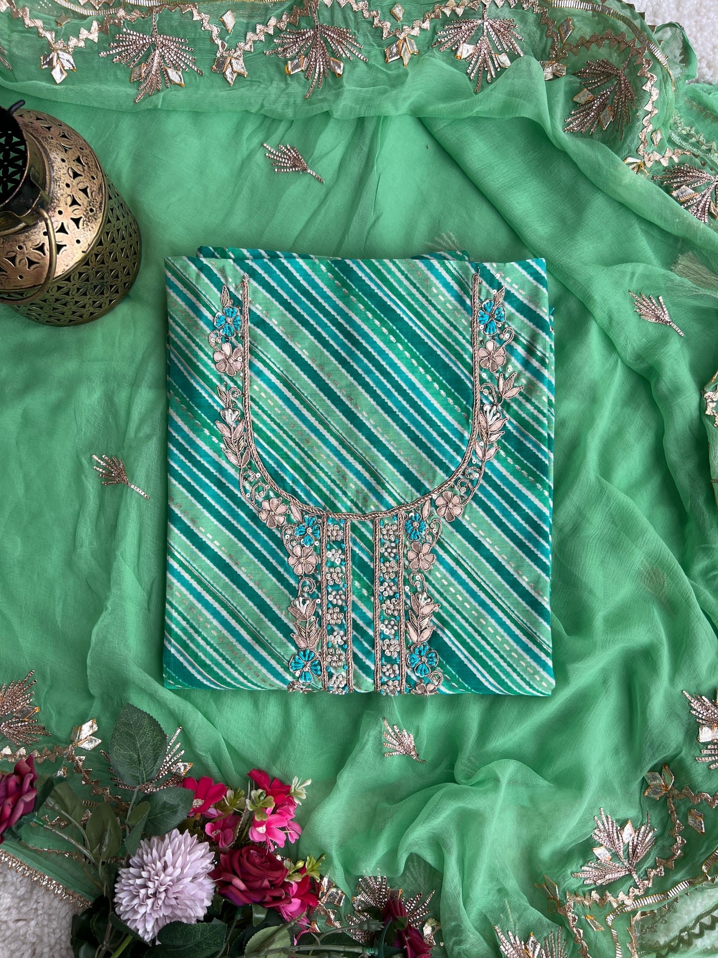 Mint mirage Handwork Laheriya