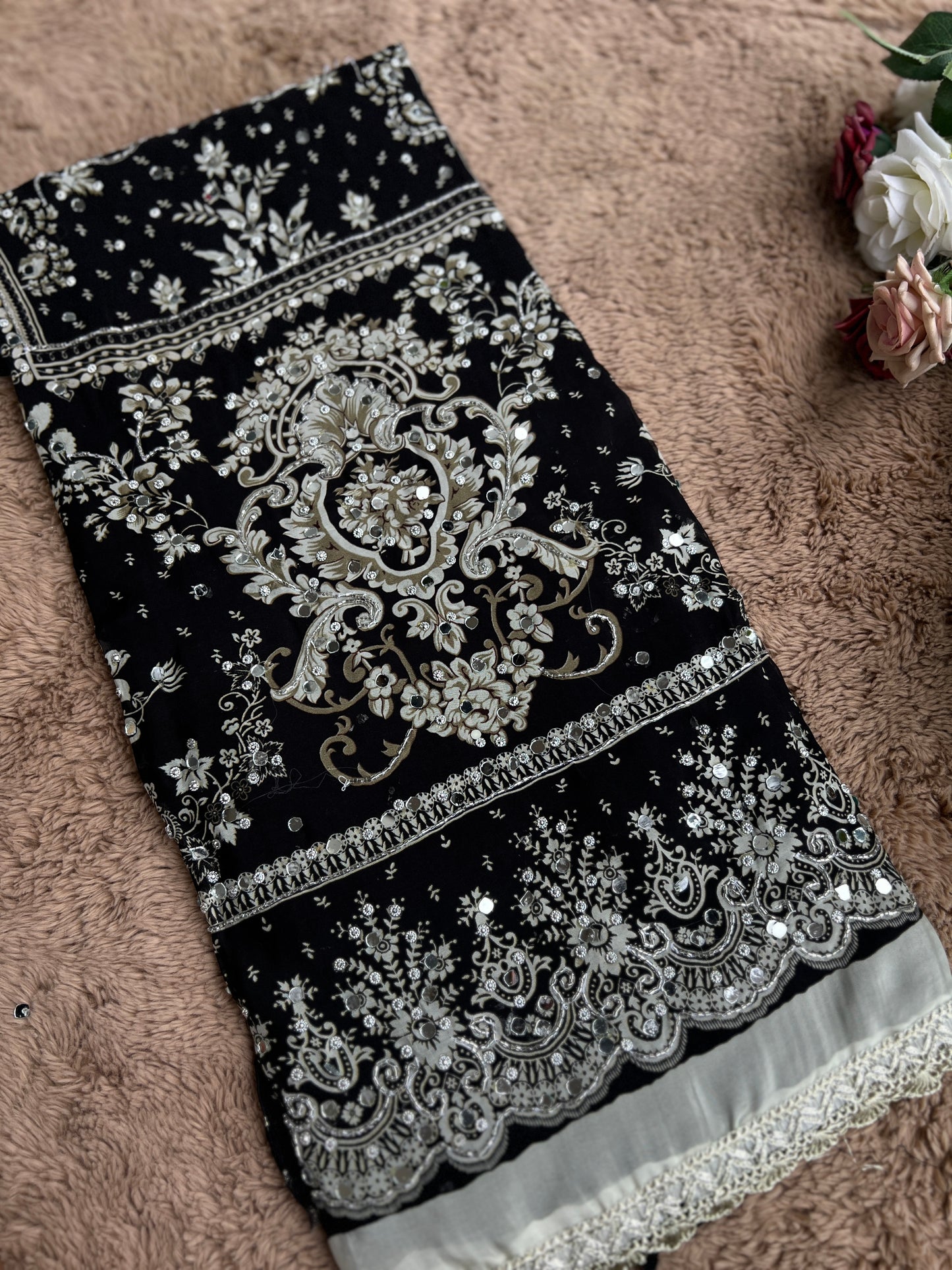 Exquisite Karachi Print Mirror Suit