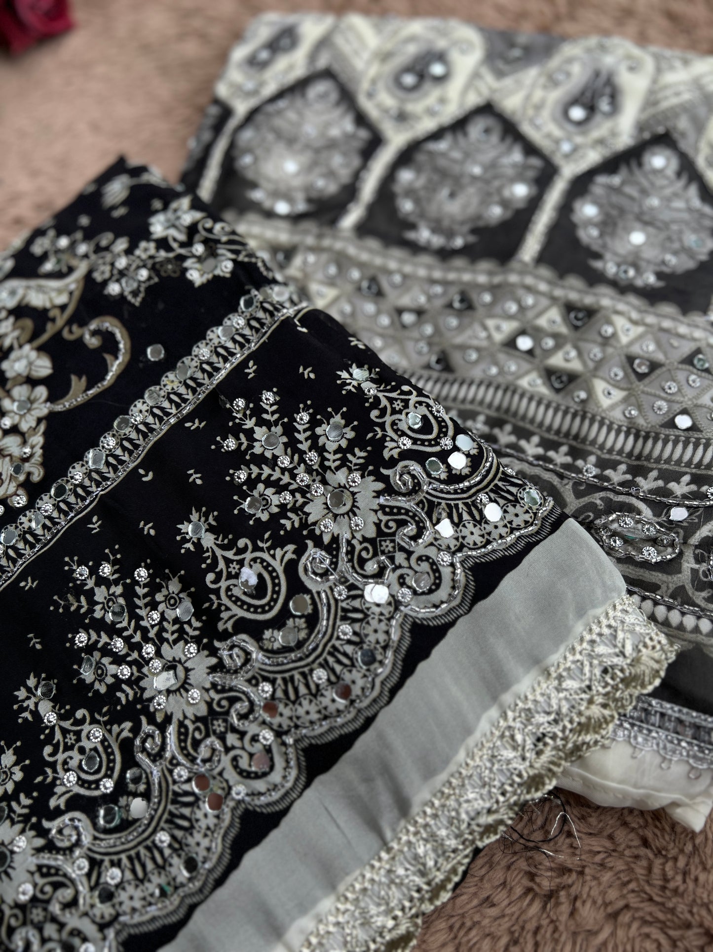 Exquisite Karachi Print Mirror Suit