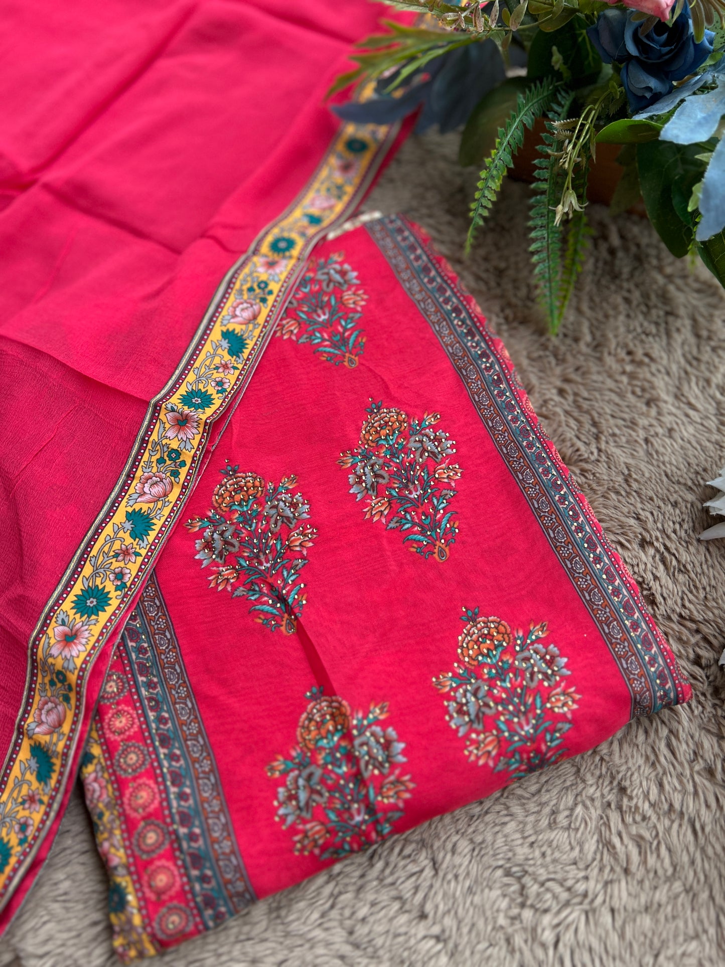 Graceful Organza Suit with Sarosiki Work & Karachi Print Salwar Suit