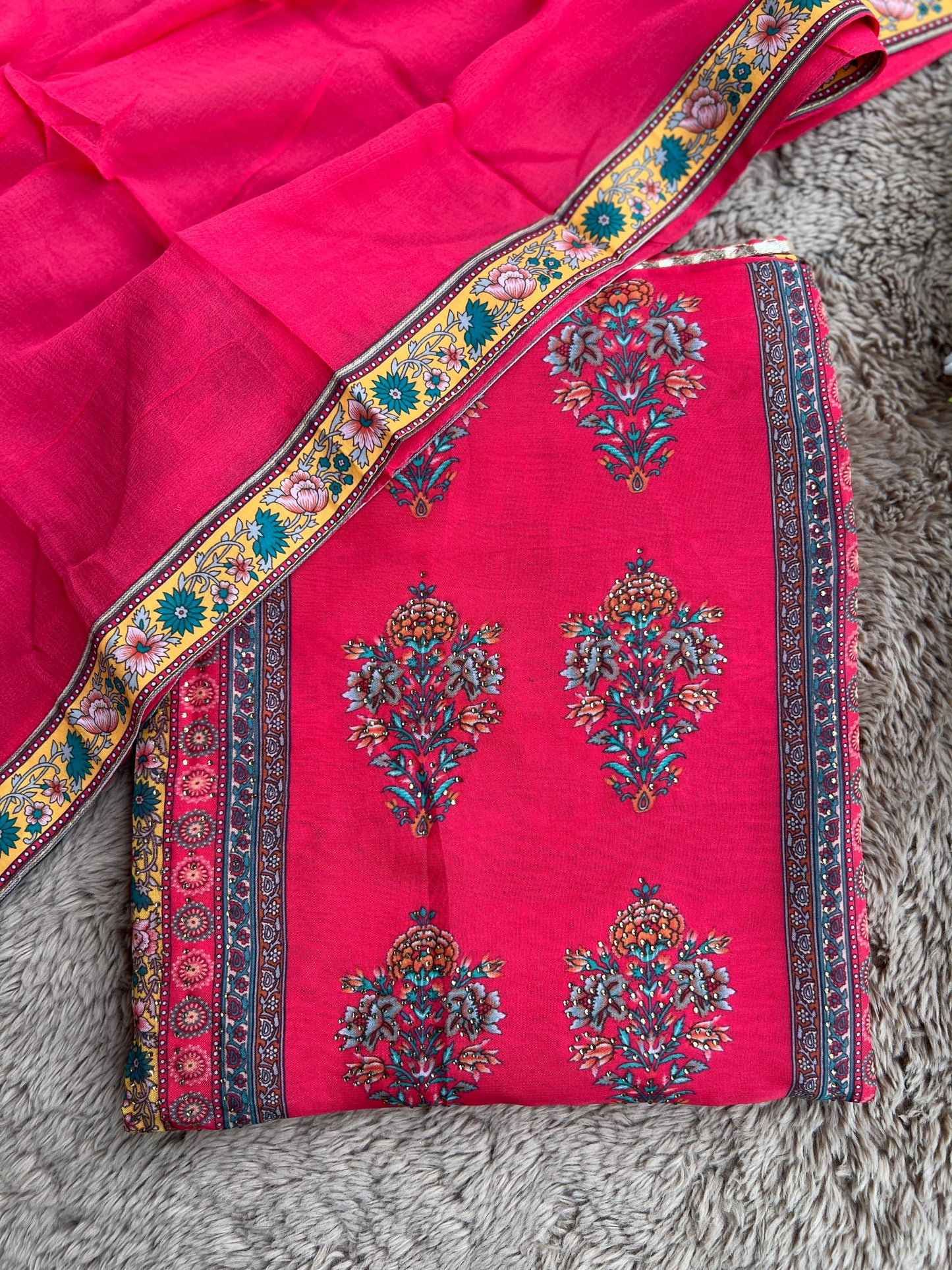 Graceful Organza Suit with Sarosiki Work & Karachi Print Salwar Suit