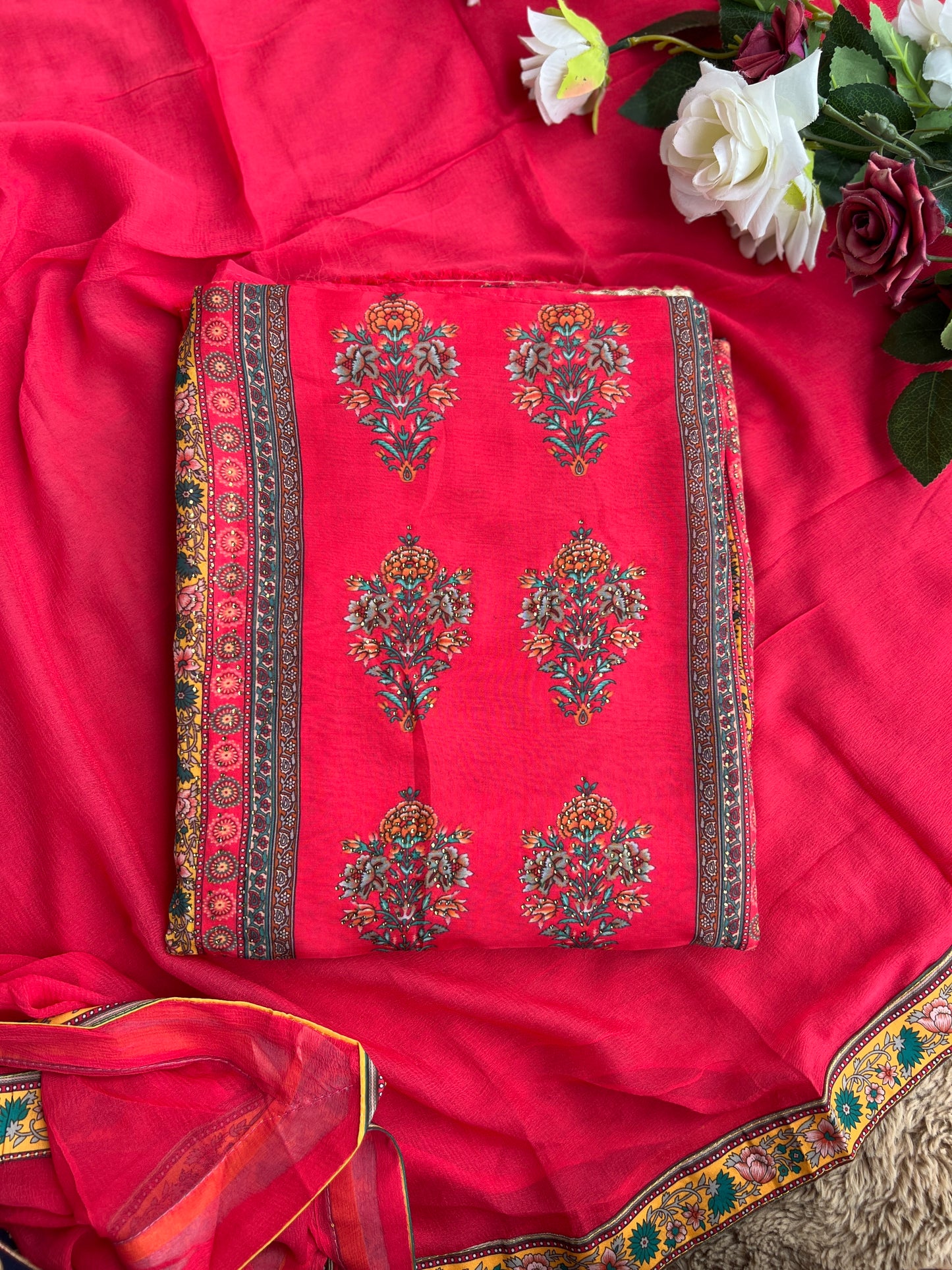 Graceful Organza Suit with Sarosiki Work & Karachi Print Salwar Suit