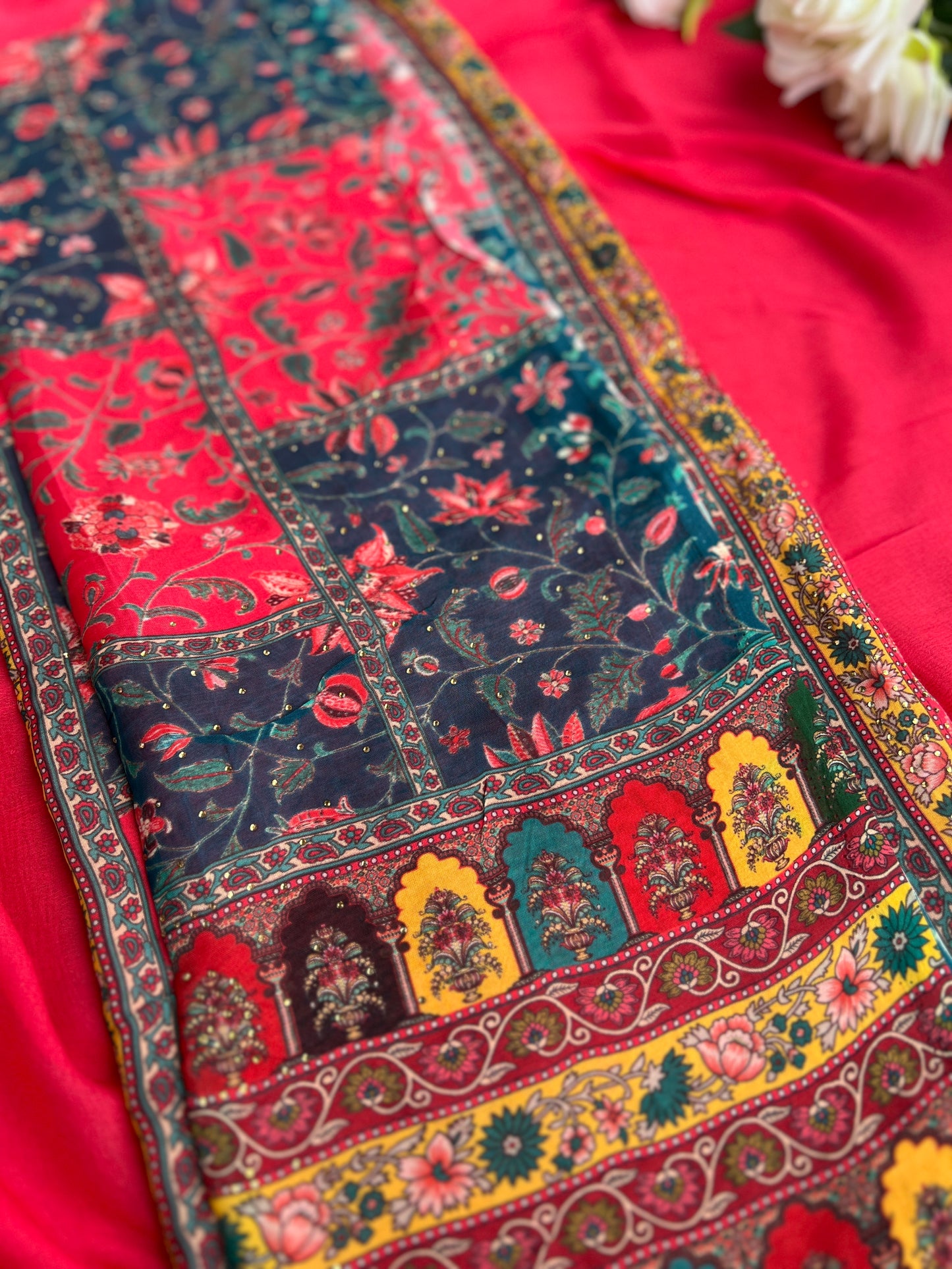 Graceful Organza Suit with Sarosiki Work & Karachi Print Salwar Suit