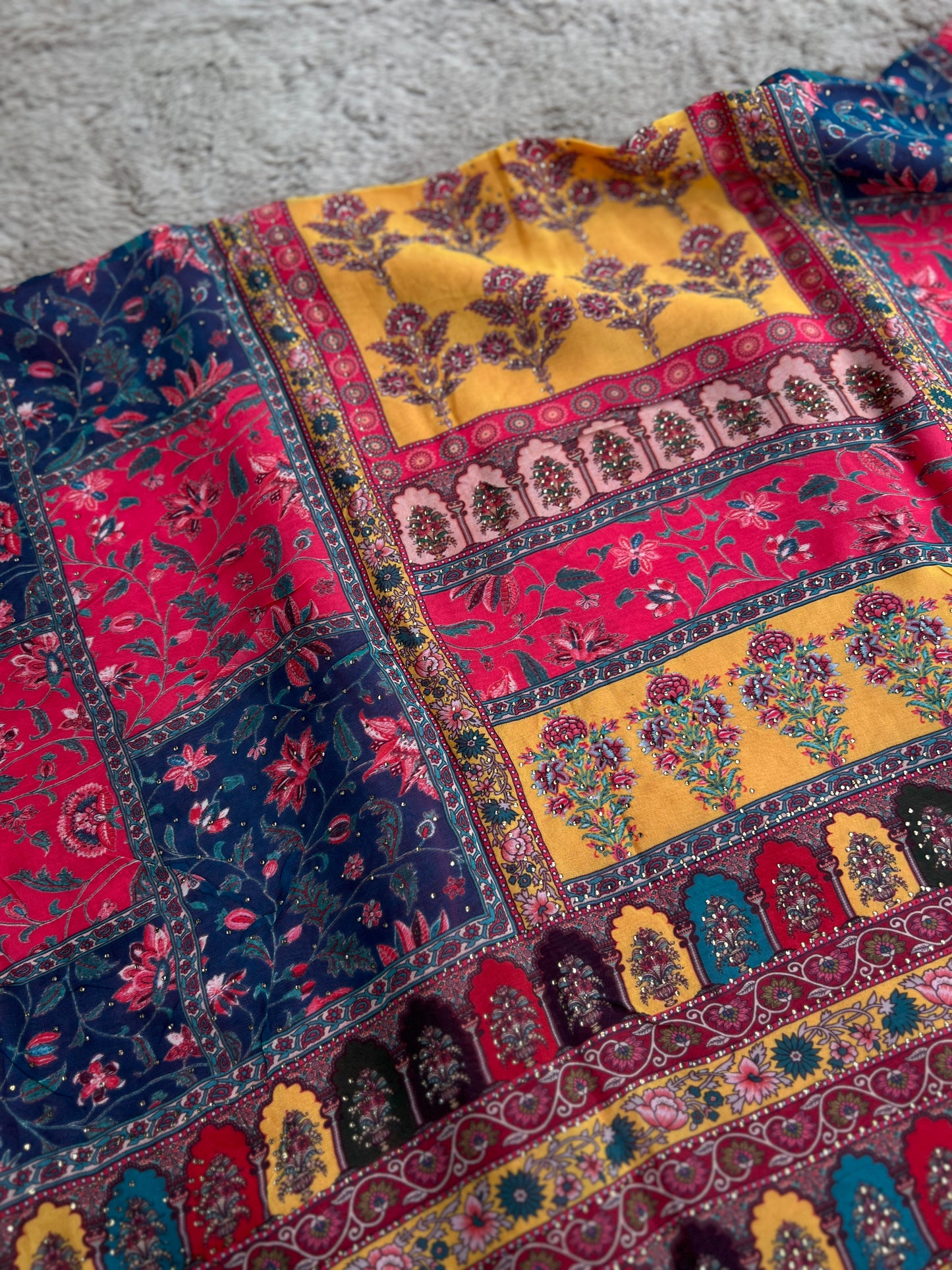 Graceful Organza Suit with Sarosiki Work & Karachi Print Salwar Suit