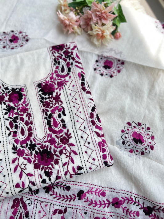 Timeless White Elegance with Exquisite Floral Embroidery