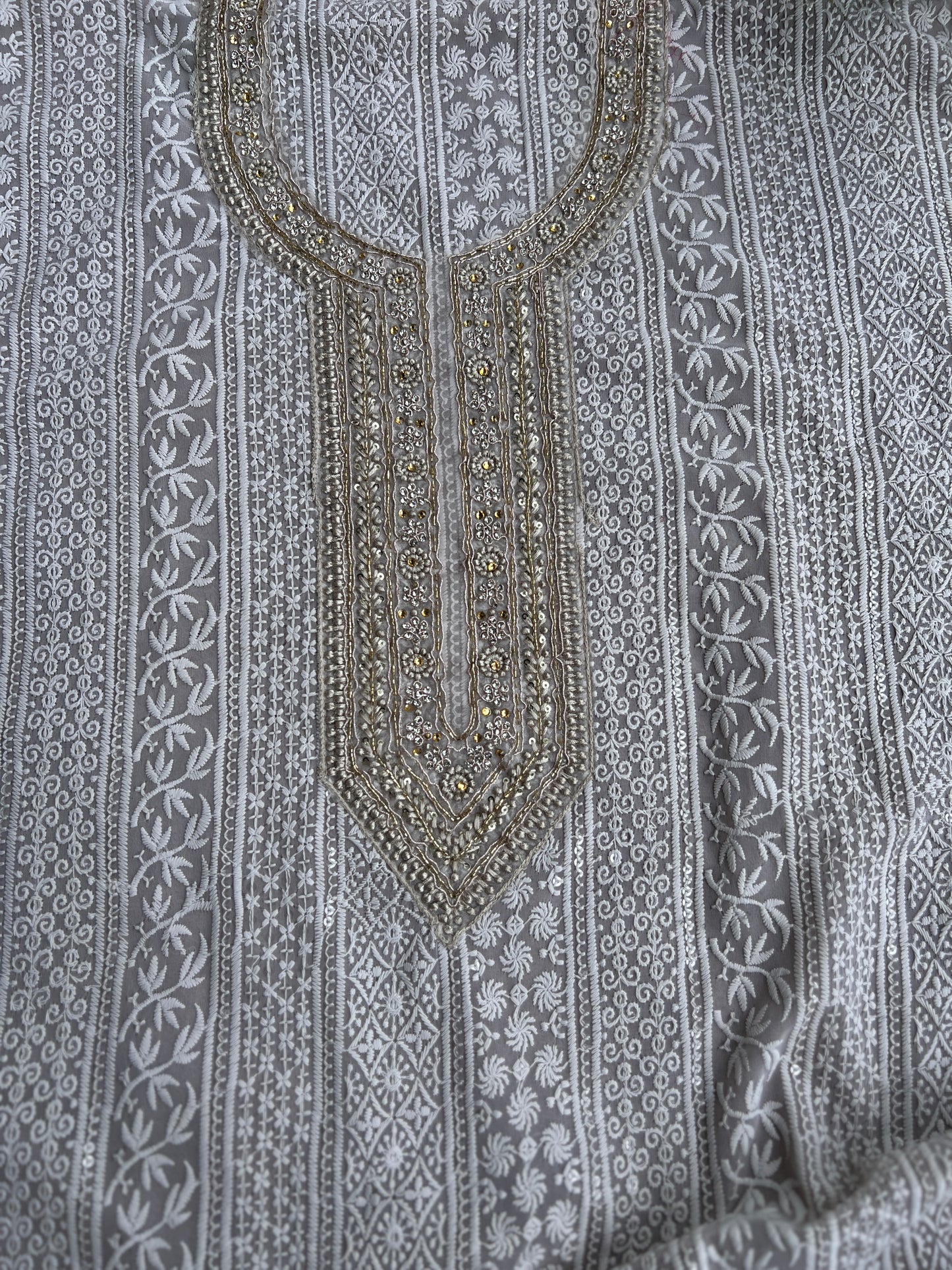 Grey Hand Embroidered Chikankari Salwar suit